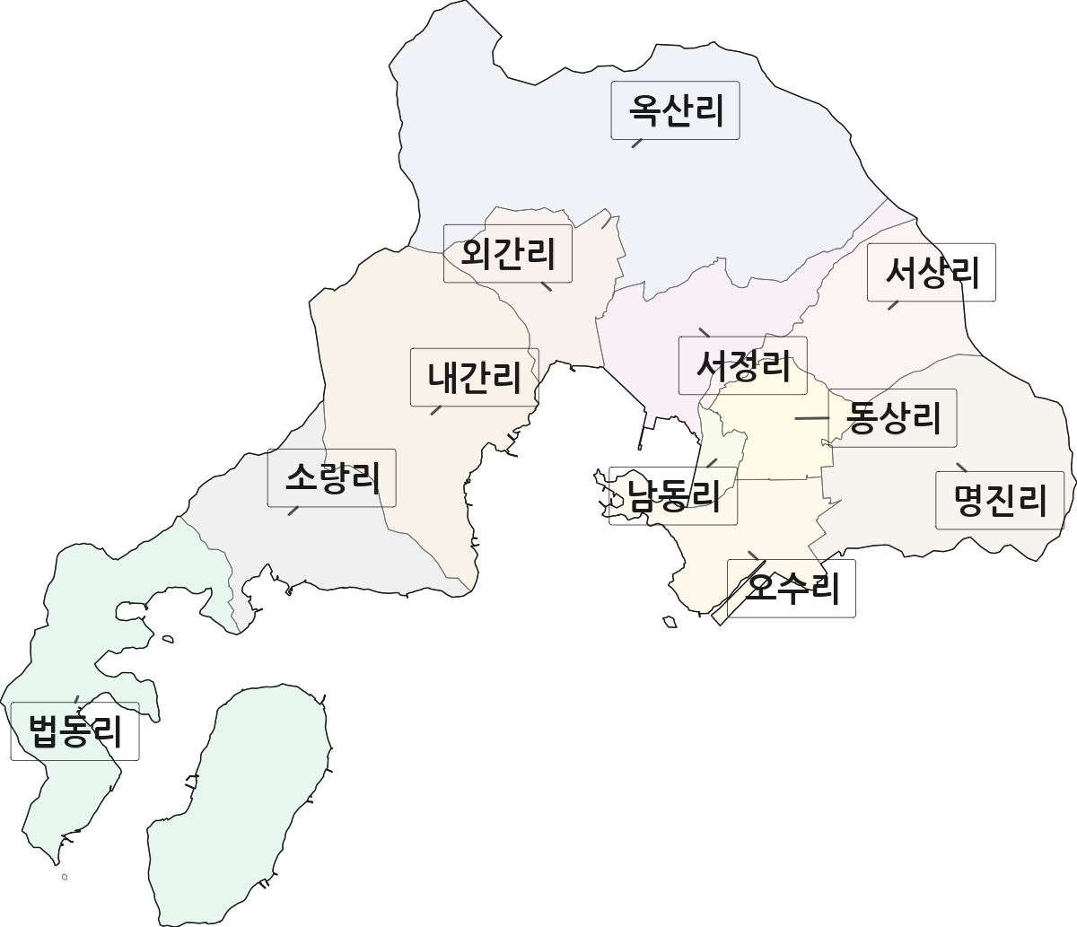 경상남도 거제시 거제면 법정동 리 구분 행정구역 경계 지도
