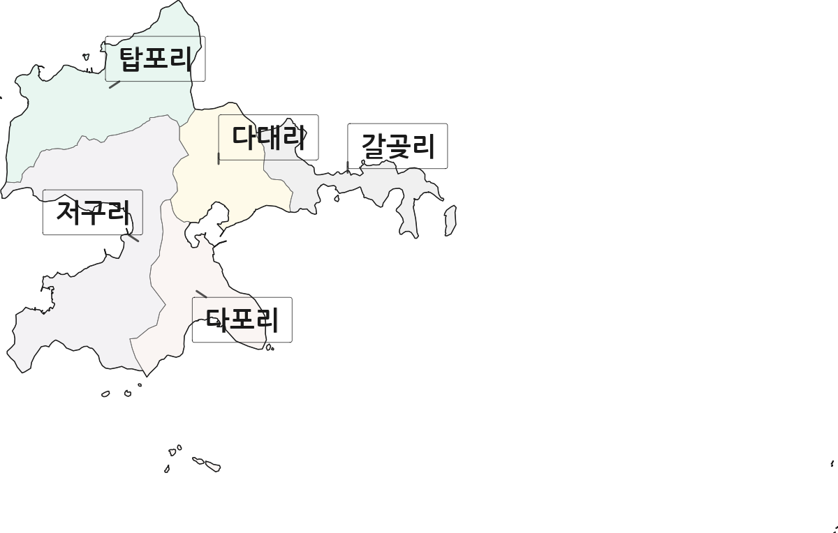 경상남도 거제시 남부면 법정동 리 구분 행정구역 경계 지도