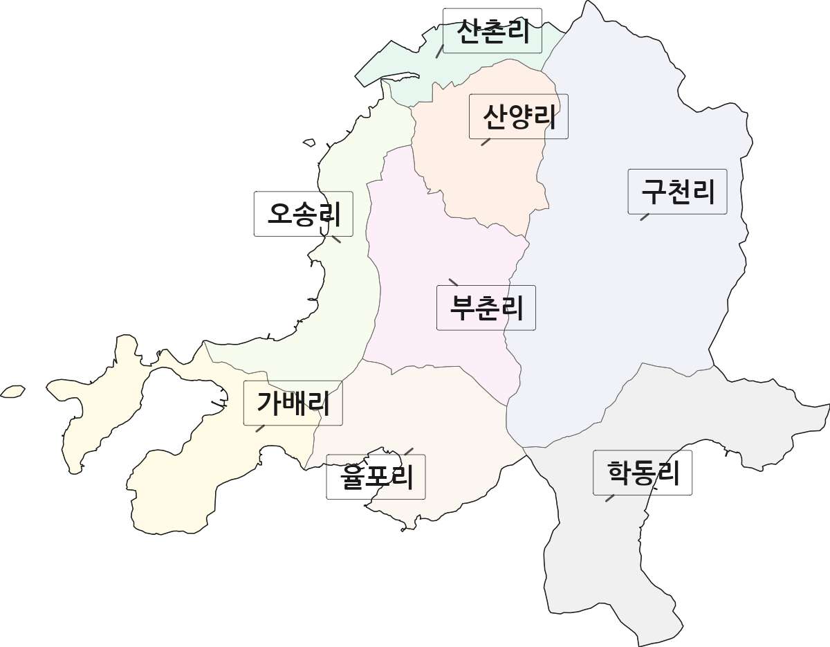 경상남도 거제시 동부면 법정동 리 구분 행정구역 경계 지도
