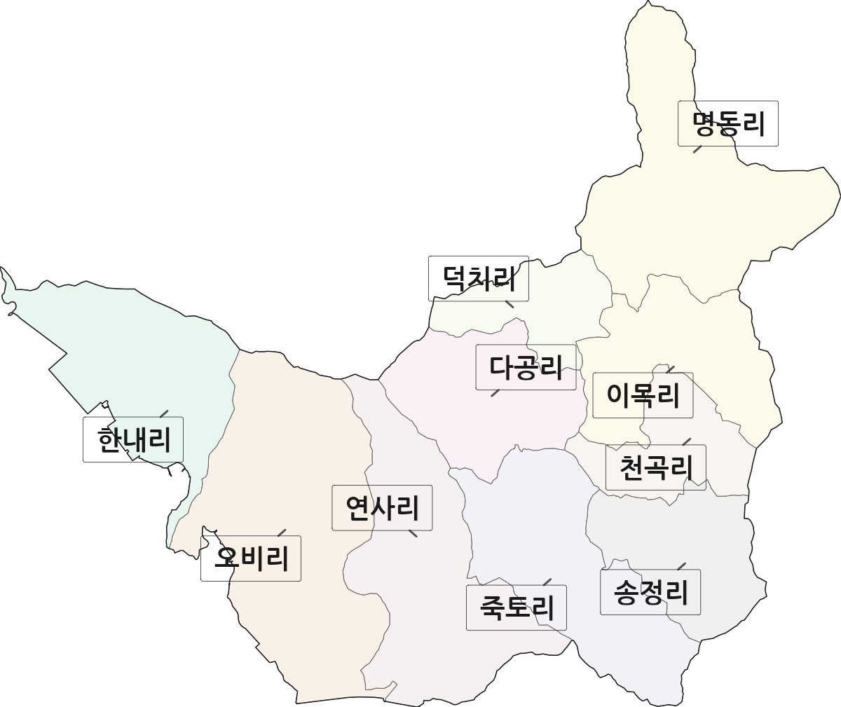 경상남도 거제시 연초면 법정동 리 구분 행정구역 경계 지도