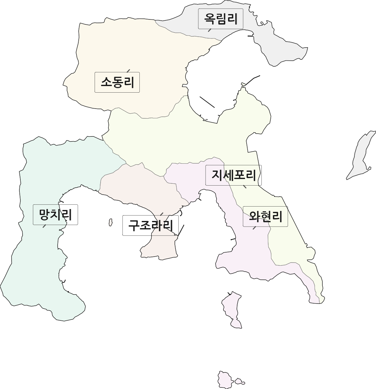 경상남도 거제시 일운면 법정동 리 구분 행정구역 경계 지도