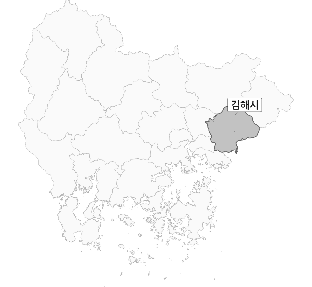 경상남도 범위 내 김해시 행정구역 경계 지도