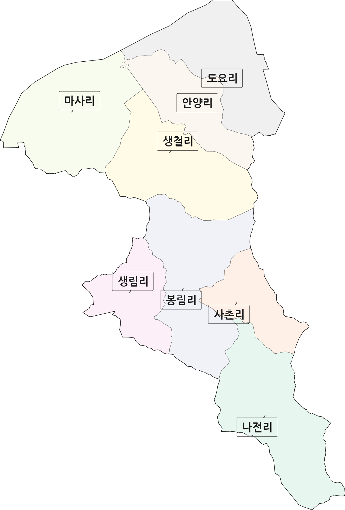 경상남도 김해시 생림면 법정동 리 구분 행정구역 경계 지도