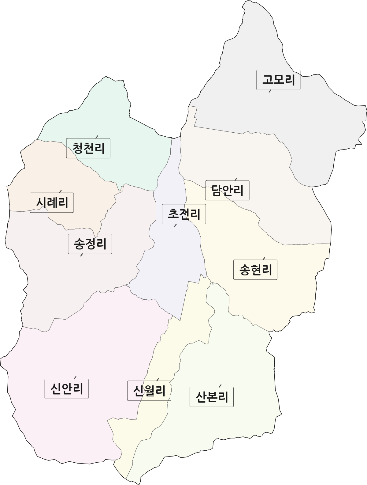 경상남도 김해시 진례면 법정동 리 구분 행정구역 경계 지도