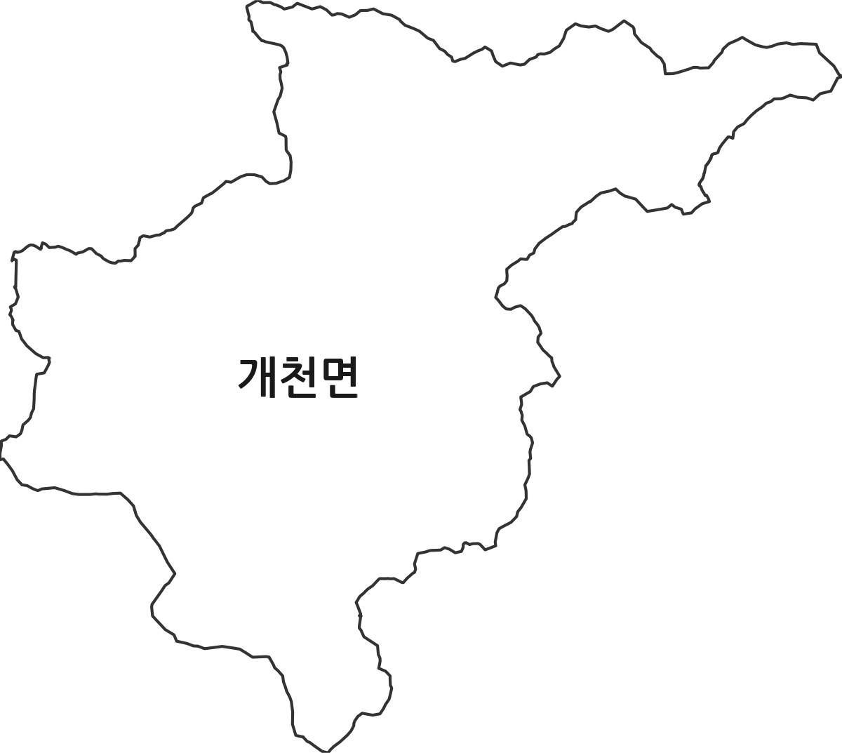 경상남도 고성군 개천면 법정동 행정구역 경계 지도