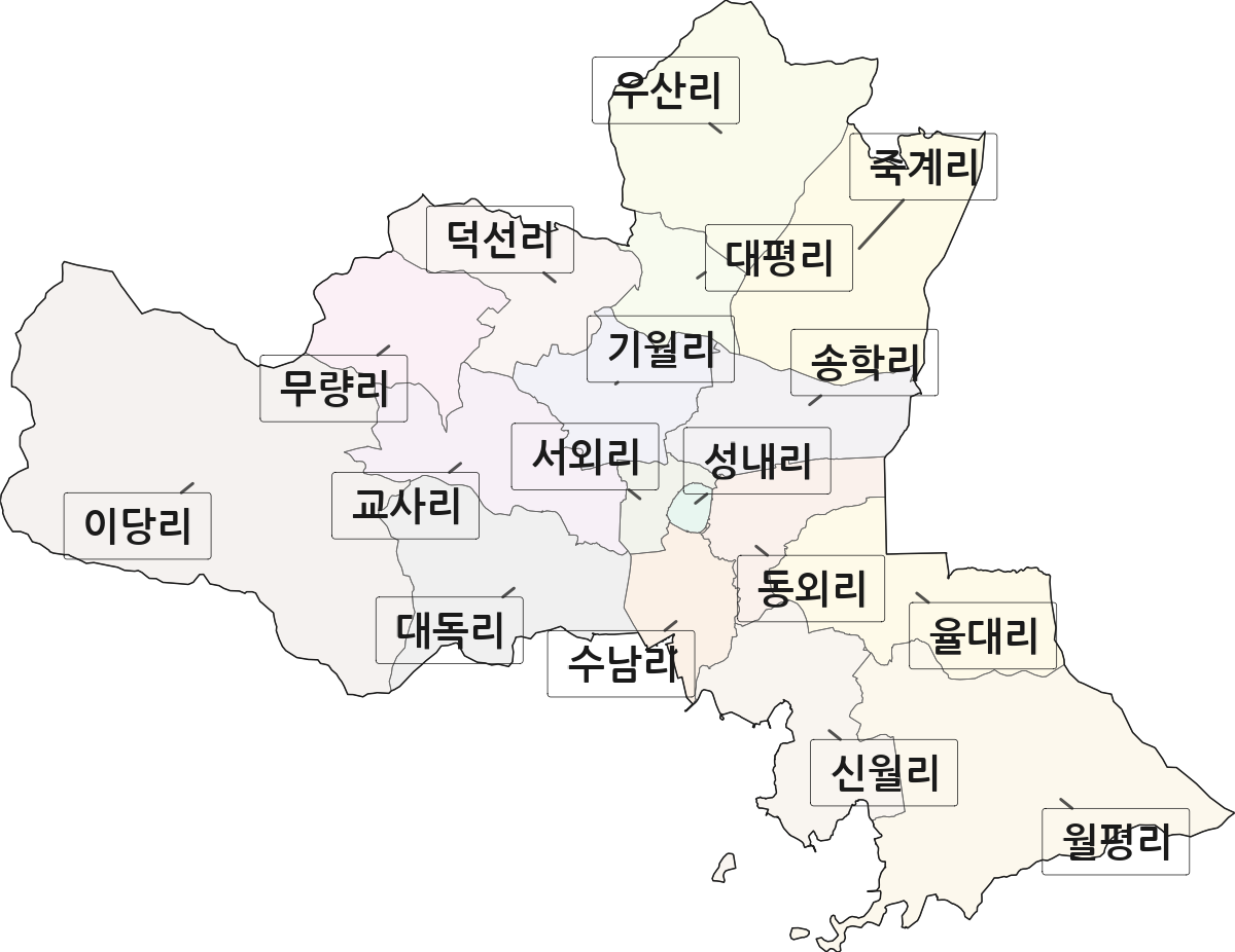 경상남도 고성군 고성읍 법정동 리 구분 행정구역 경계 지도