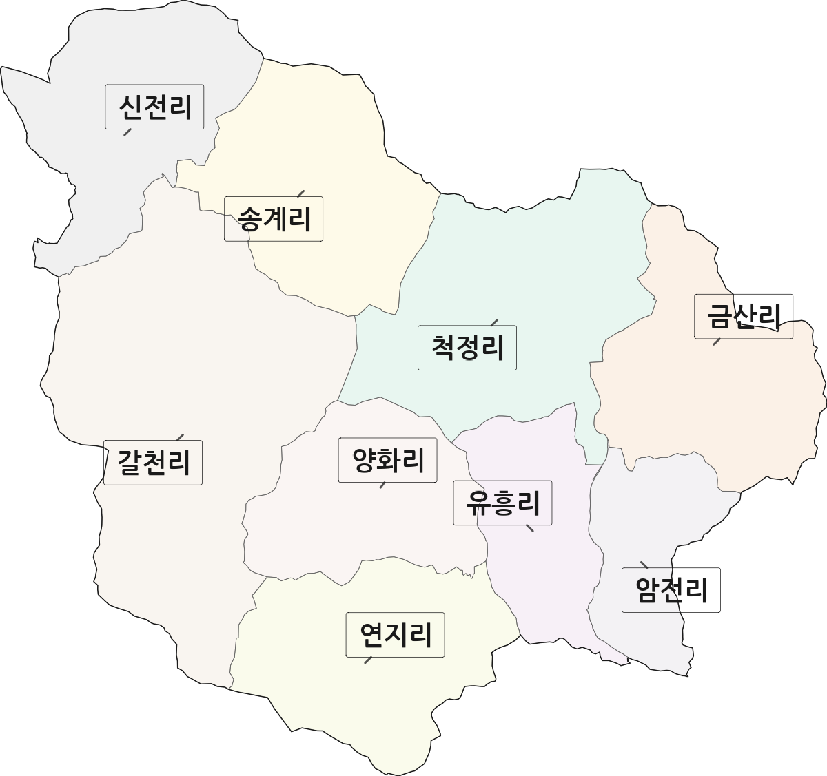 경상남도 고성군 대가면 법정동 리 구분 행정구역 경계 지도