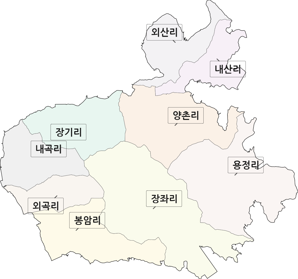 경상남도 고성군 동해면 법정동 리 구분 행정구역 경계 지도