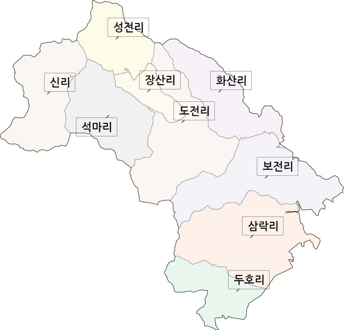 경상남도 고성군 마암면 법정동 리 구분 행정구역 경계 지도