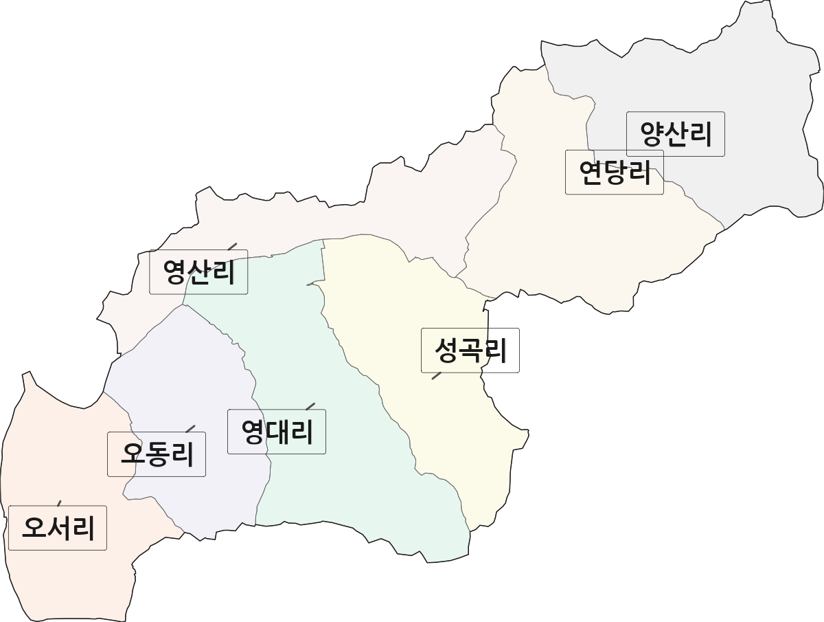 경상남도 고성군 영오면 법정동 리 구분 행정구역 경계 지도
