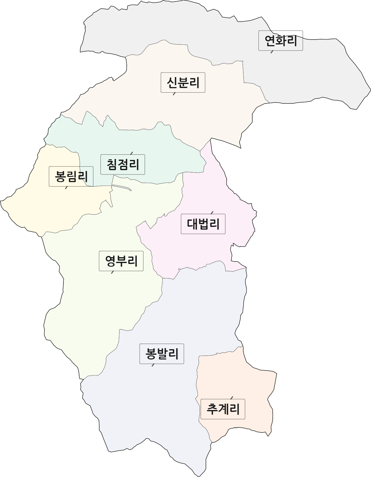 경상남도 고성군 영현면 법정동 리 구분 행정구역 경계 지도