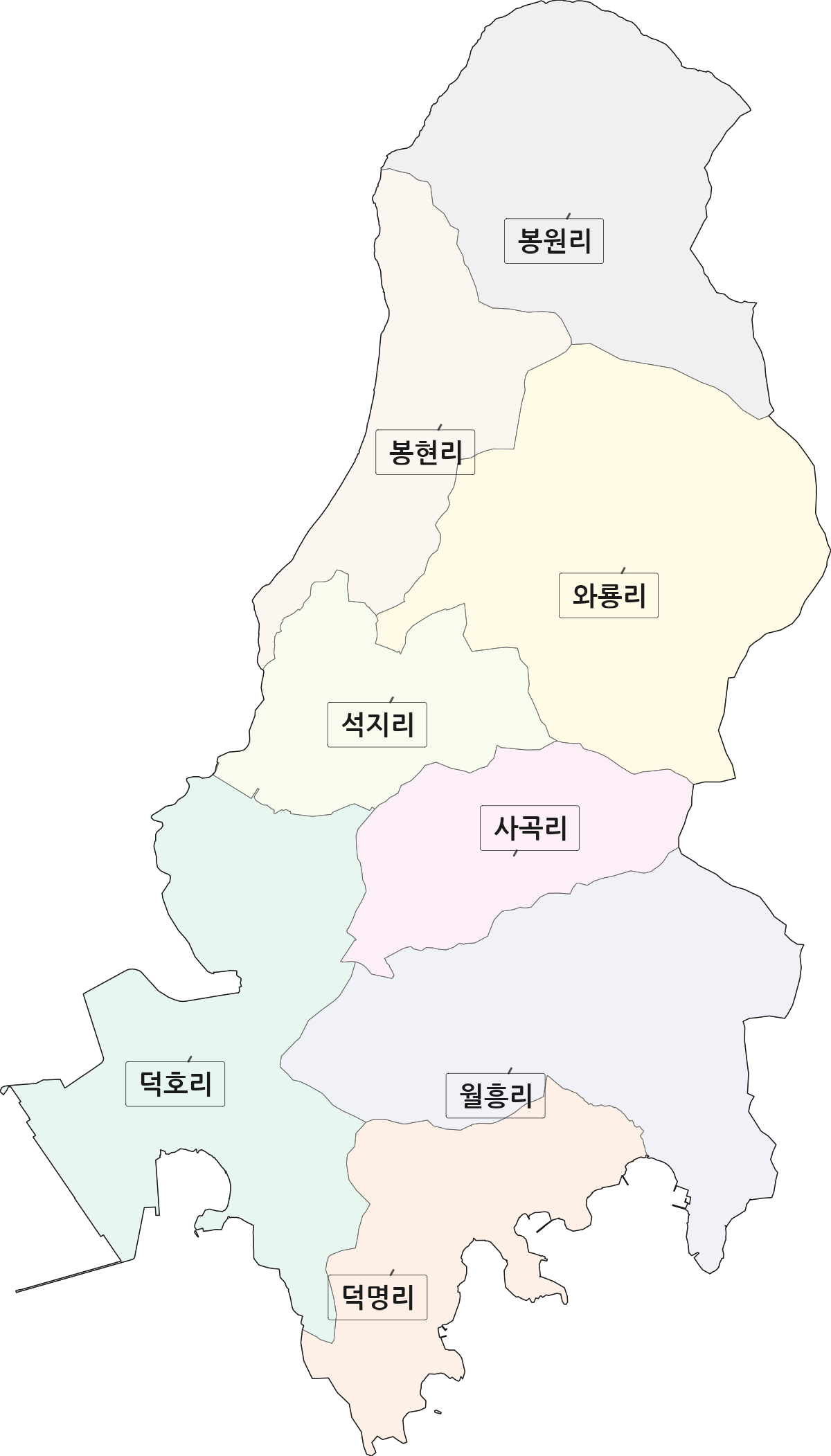 경상남도 고성군 하이면 법정동 리 구분 행정구역 경계 지도