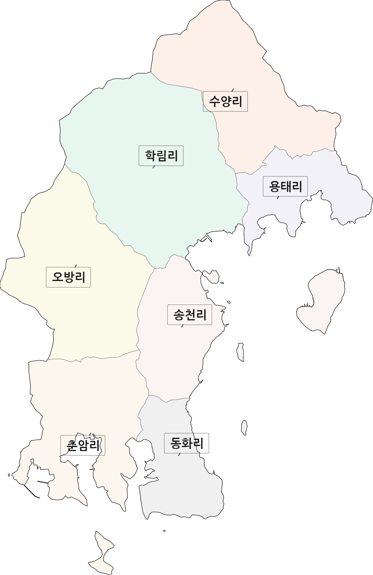 경상남도 고성군 하일면 법정동 리 구분 행정구역 경계 지도
