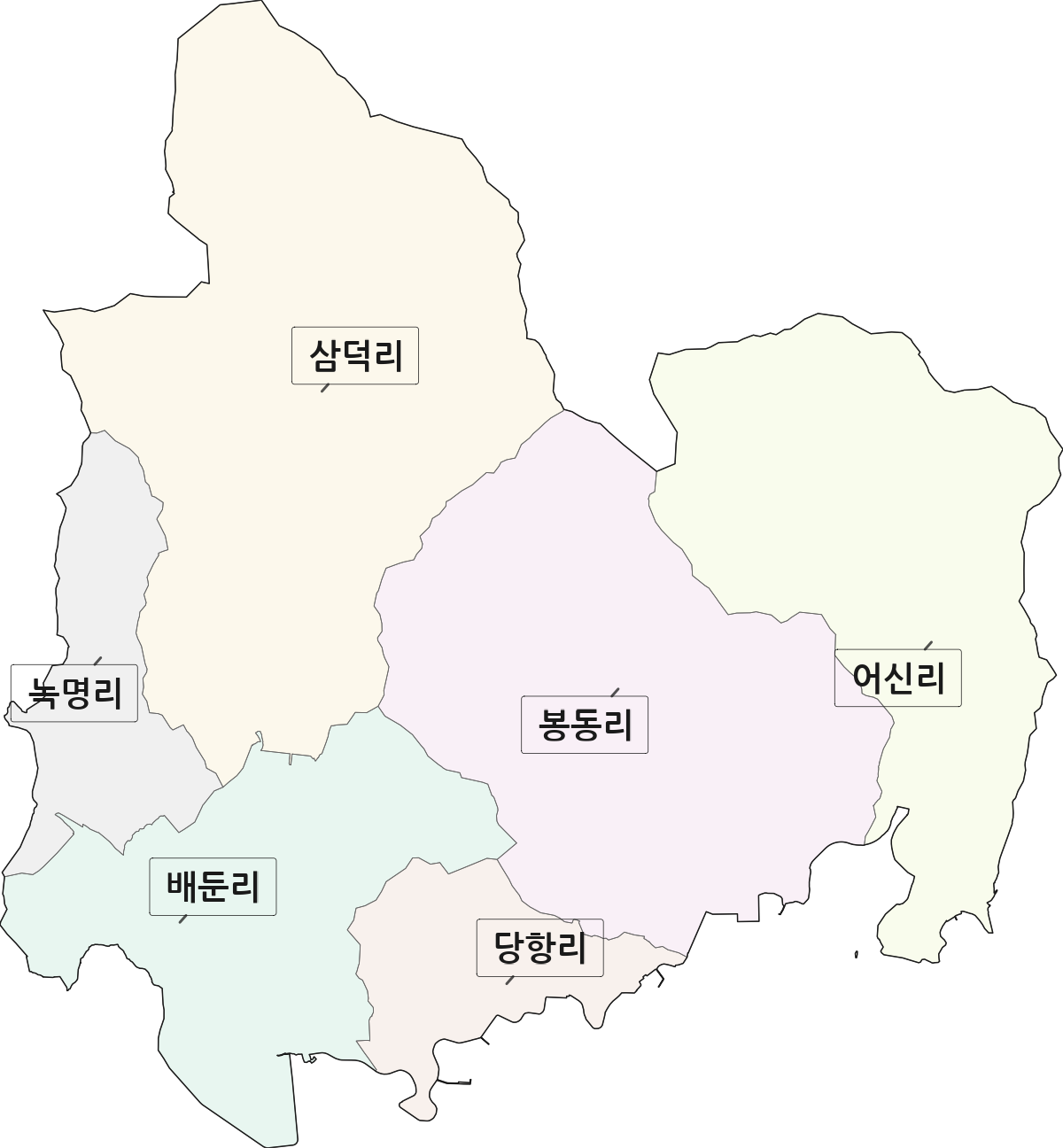 경상남도 고성군 회화면 법정동 리 구분 행정구역 경계 지도