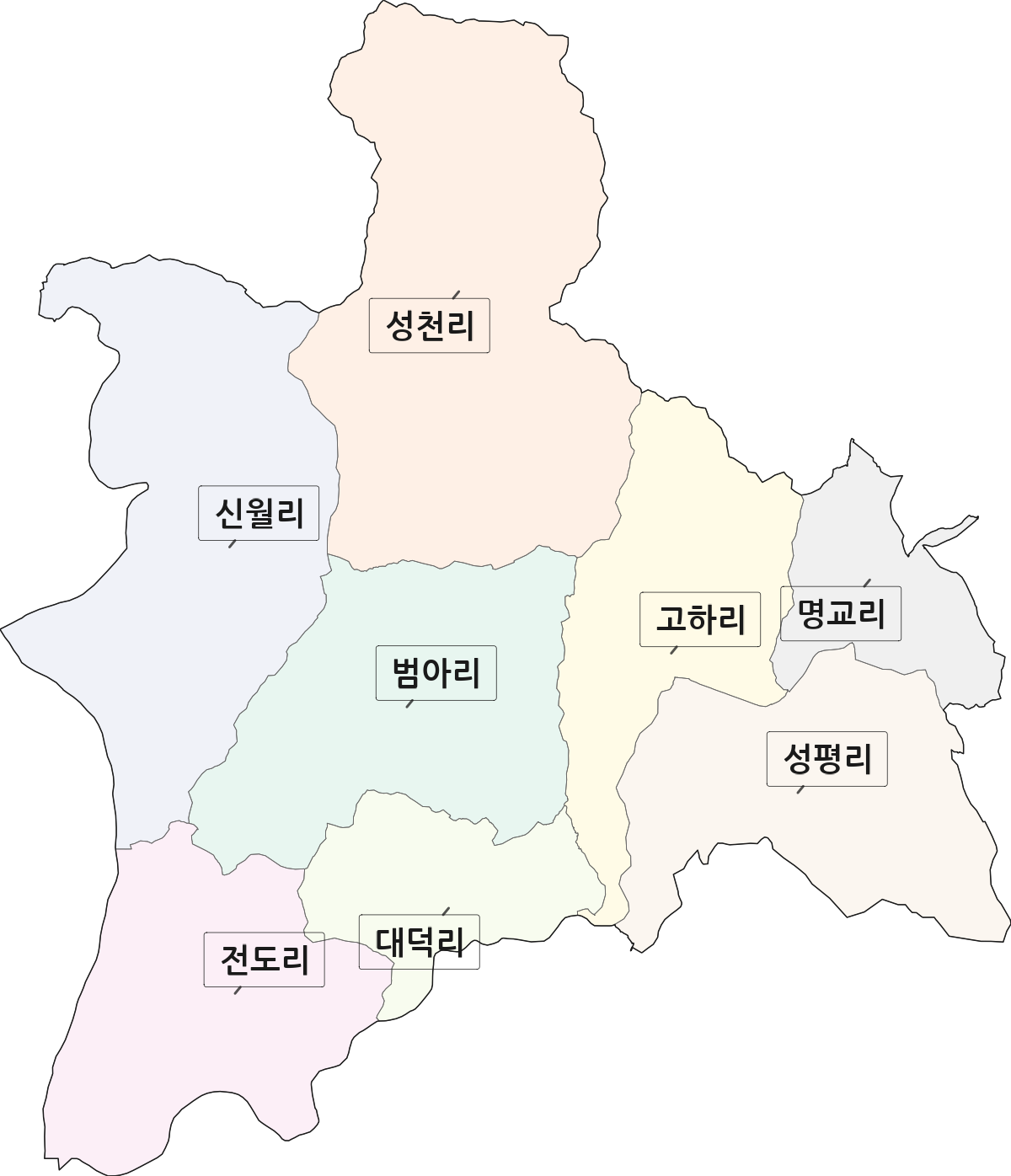 경상남도 하동군 고전면 법정동 리 구분 행정구역 경계 지도