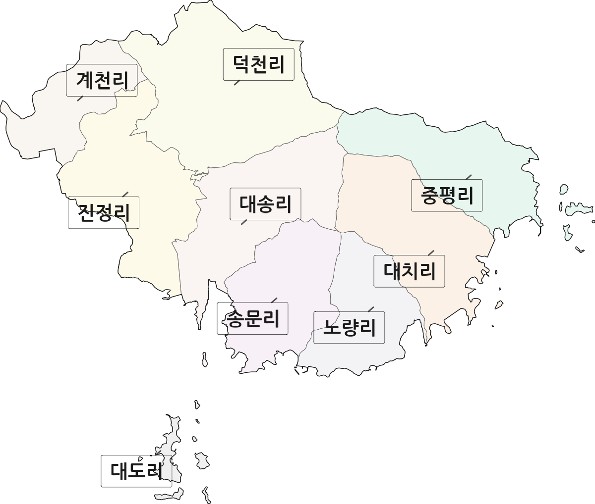 경상남도 하동군 금남면 법정동 리 구분 행정구역 경계 지도