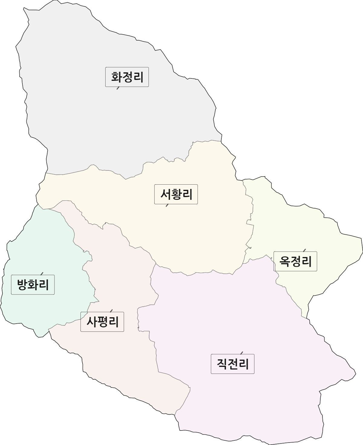 경상남도 하동군 북천면 법정동 리 구분 행정구역 경계 지도