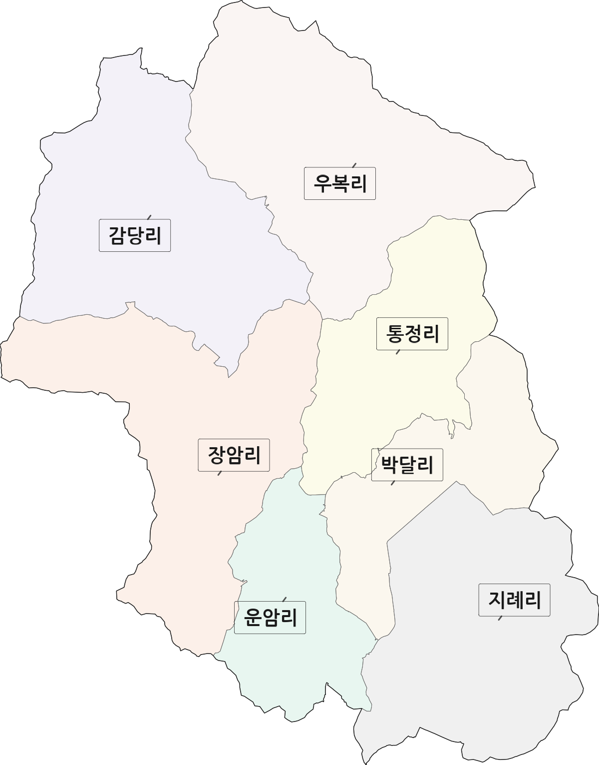경상남도 하동군 양보면 법정동 리 구분 행정구역 경계 지도