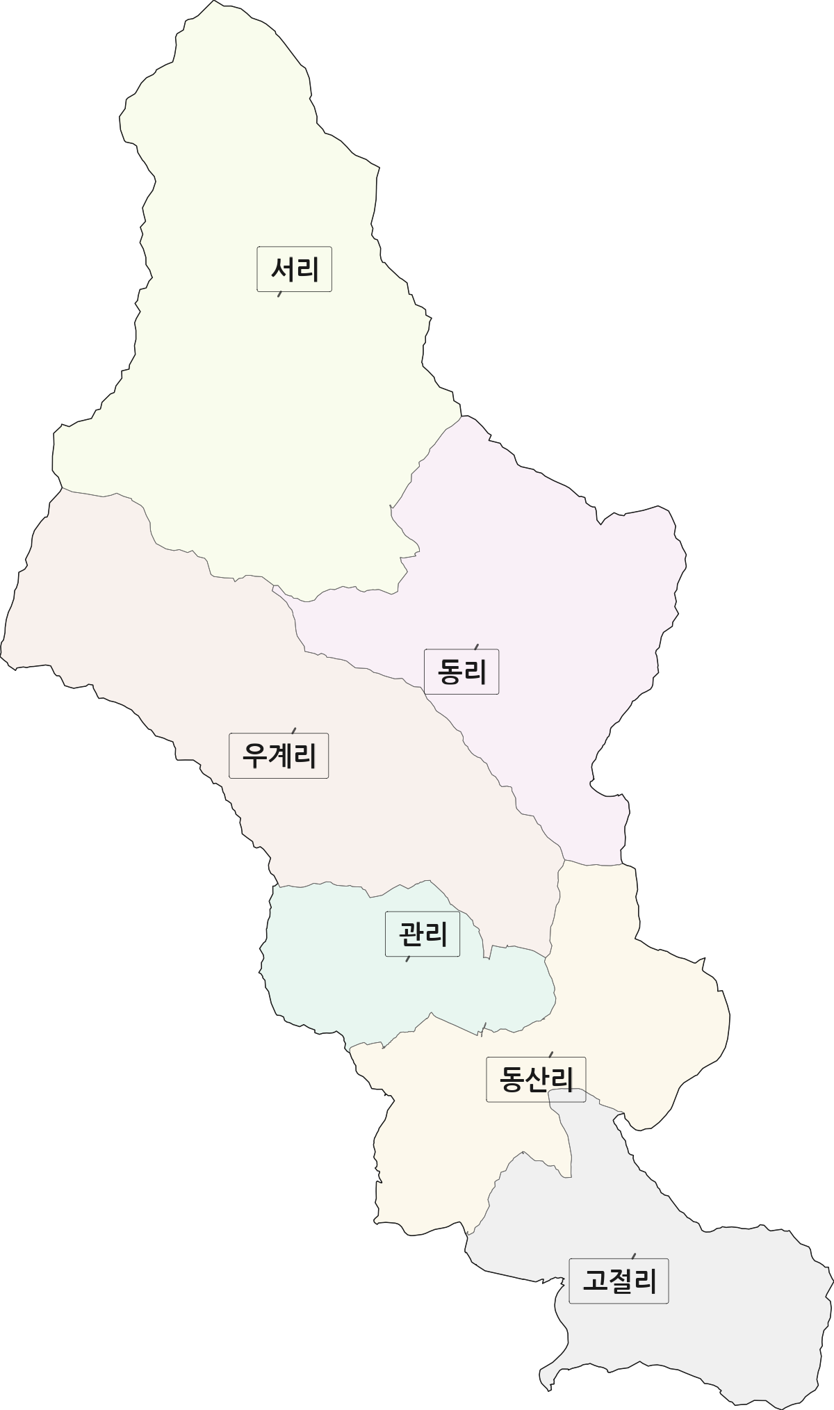 경상남도 하동군 적량면 법정동 리 구분 행정구역 경계 지도