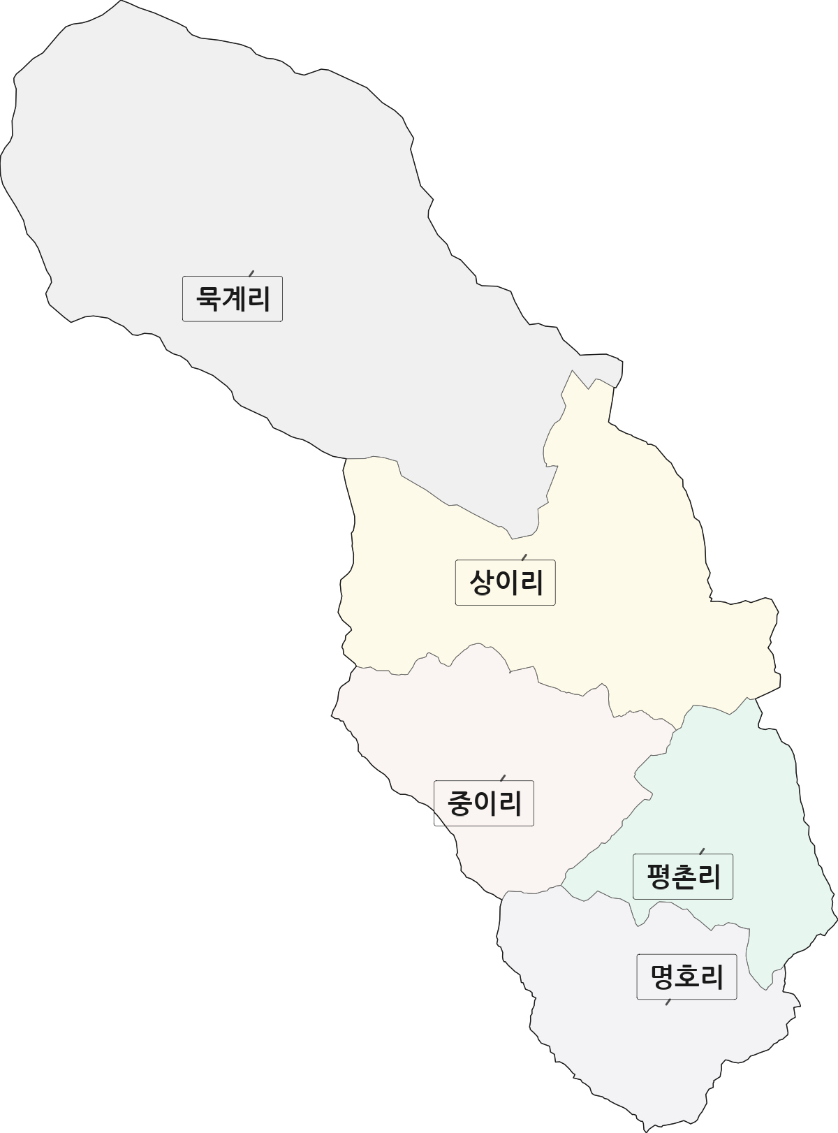 경상남도 하동군 청암면 법정동 리 구분 행정구역 경계 지도