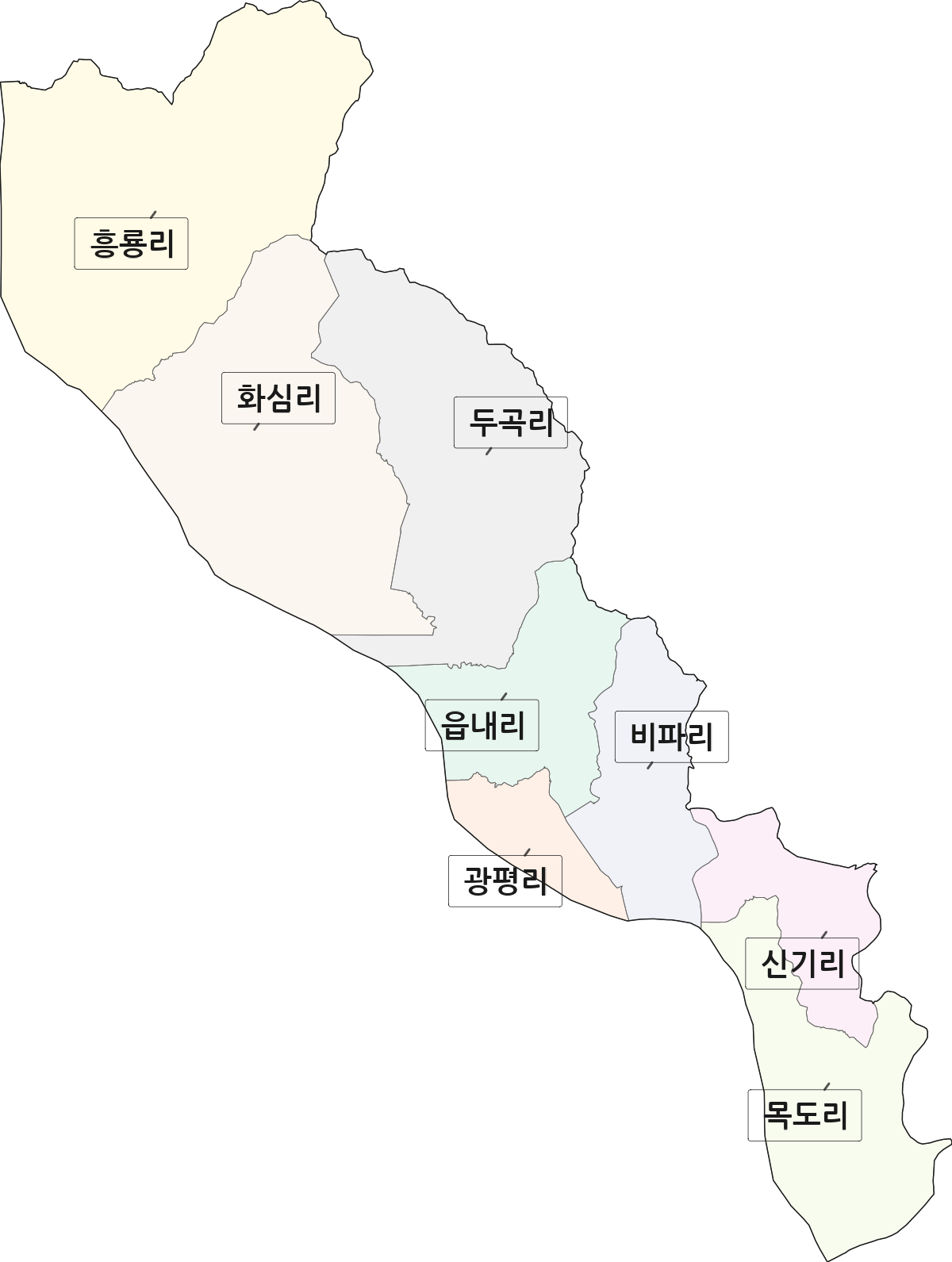 경상남도 하동군 하동읍 법정동 리 구분 행정구역 경계 지도