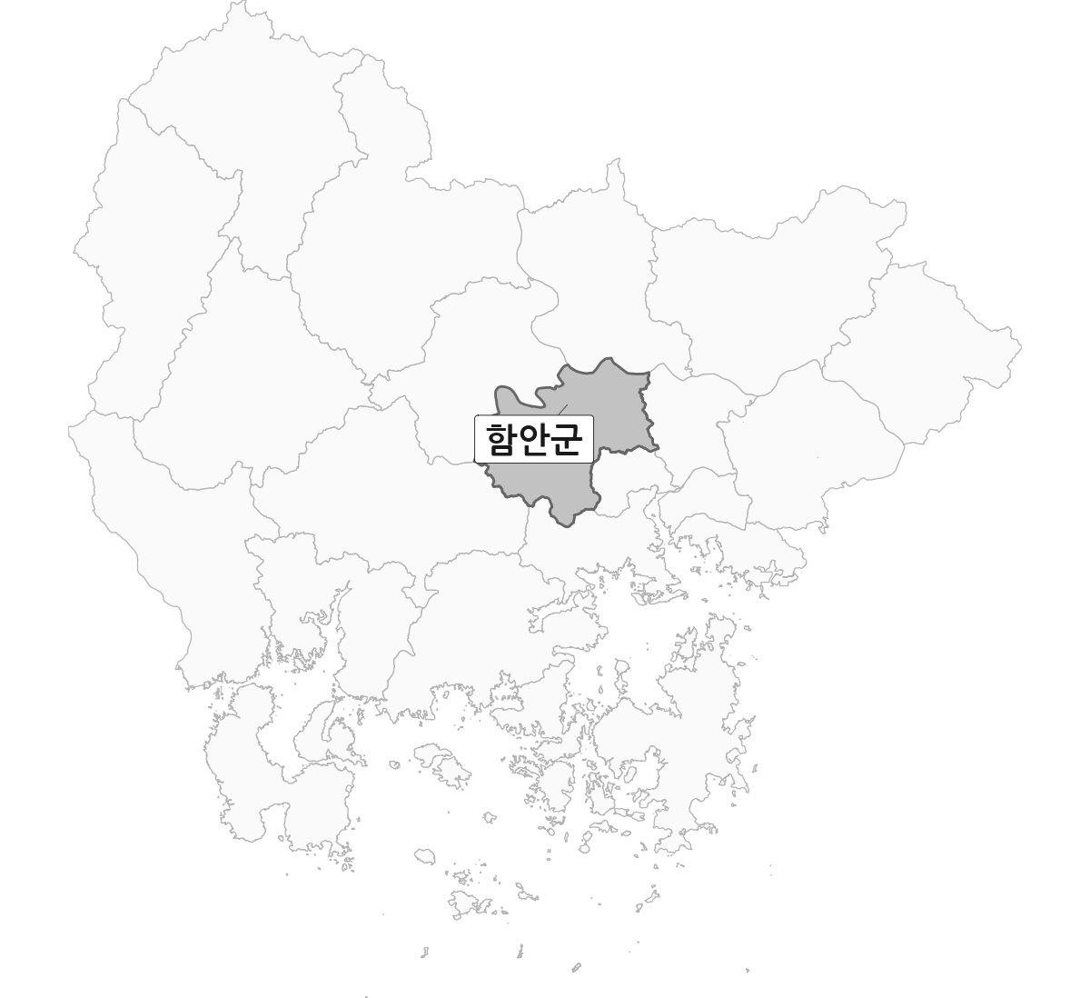 경상남도 범위 내 함안군 행정구역 경계 지도