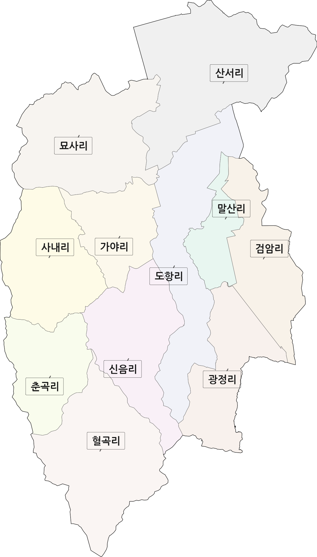 경상남도 함안군 가야읍 법정동 리 구분 행정구역 경계 지도