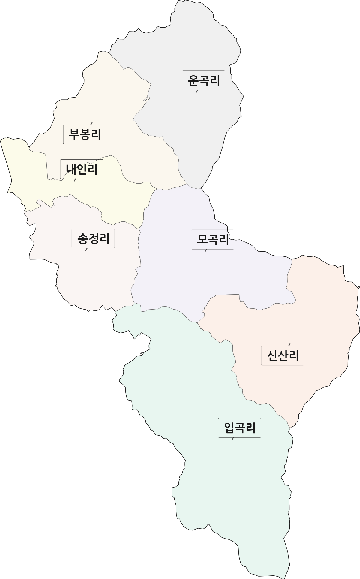 경상남도 함안군 산인면 법정동 리 구분 행정구역 경계 지도
