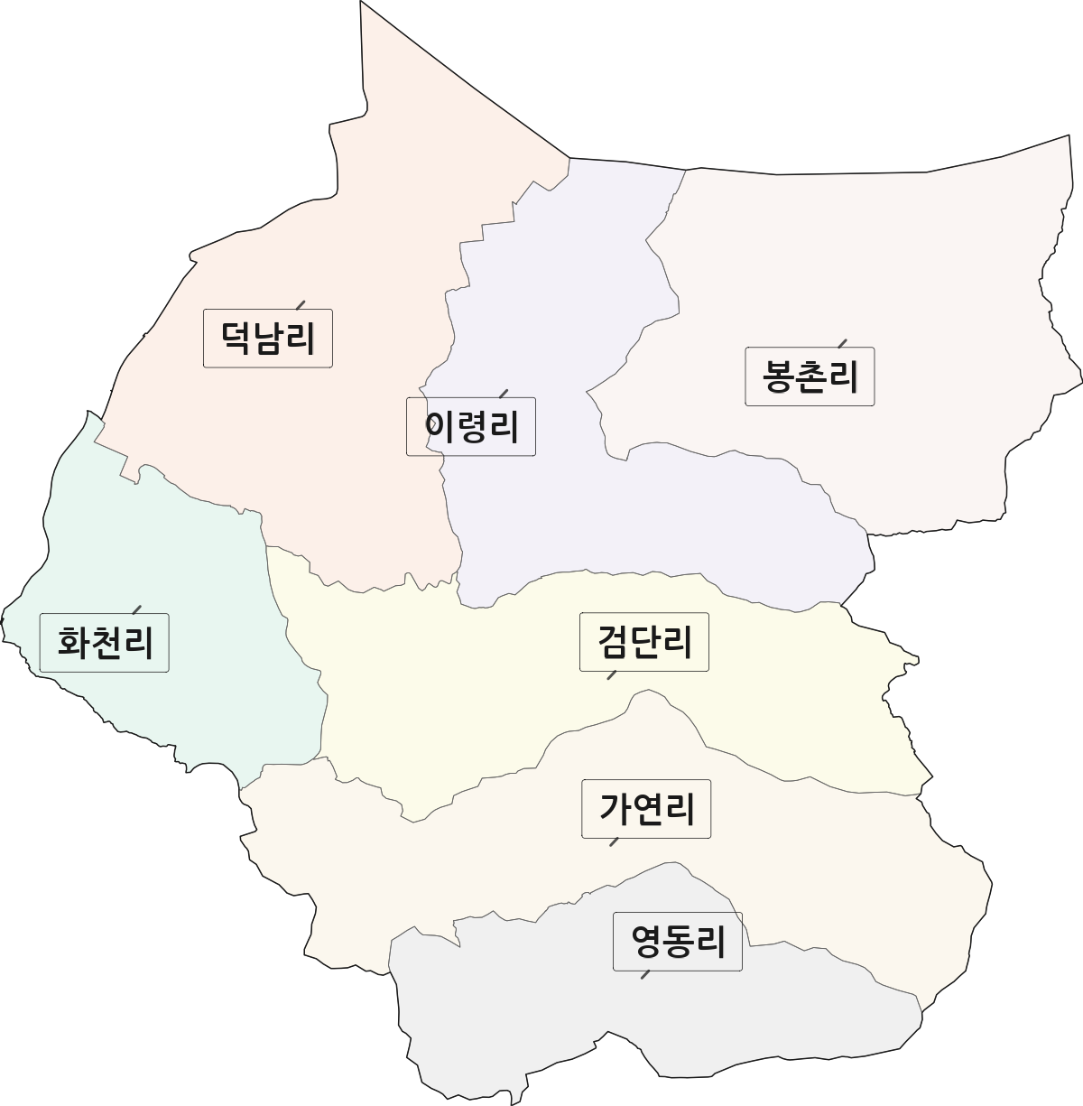 경상남도 함안군 칠북면 법정동 리 구분 행정구역 경계 지도