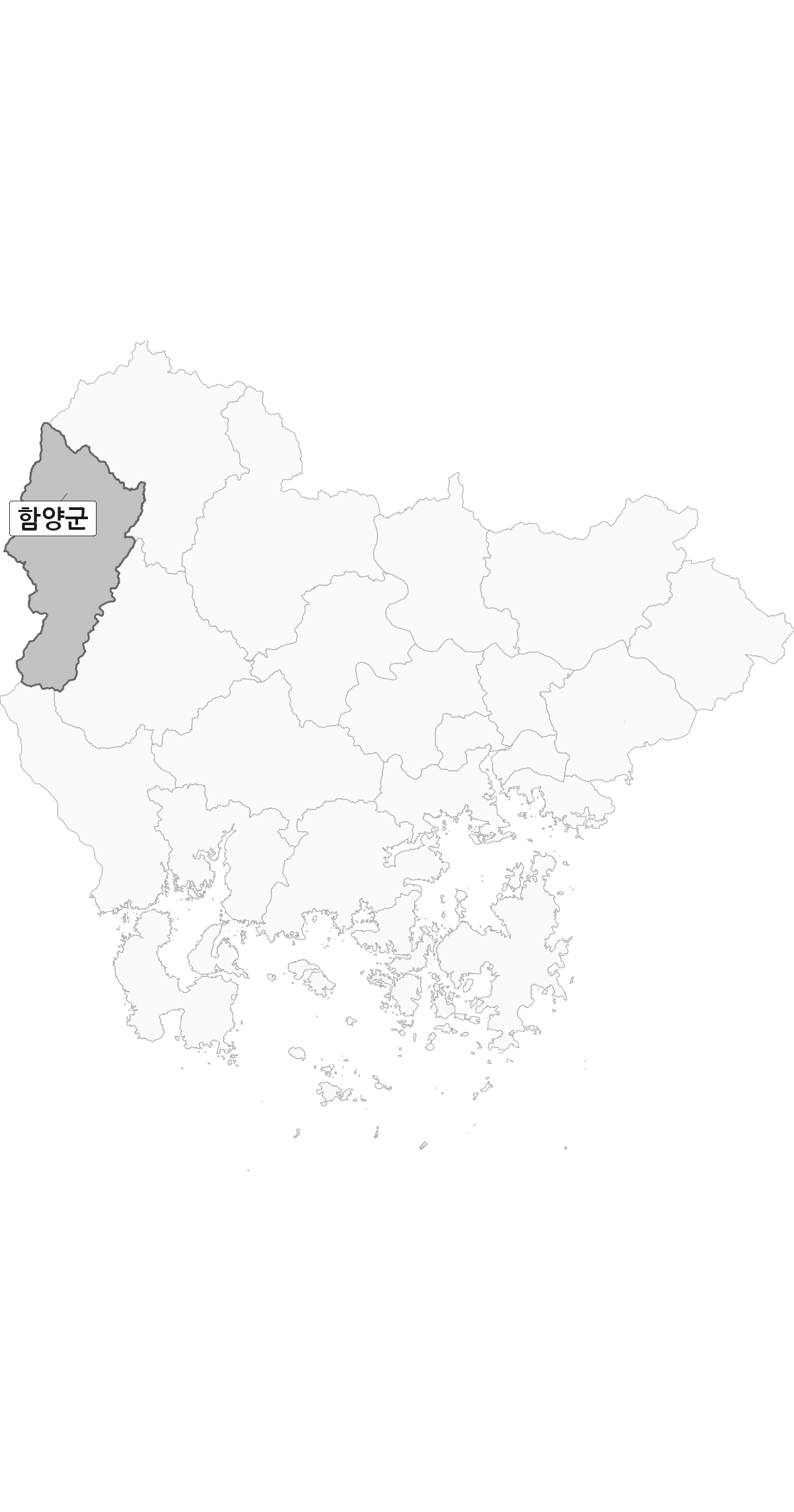 경상남도 범위 내 함양군 행정구역 경계 지도