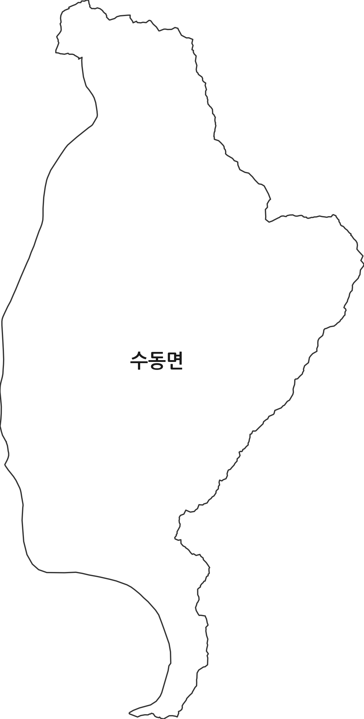 경상남도 함양군 수동면 행정동 행정구역 경계 지도