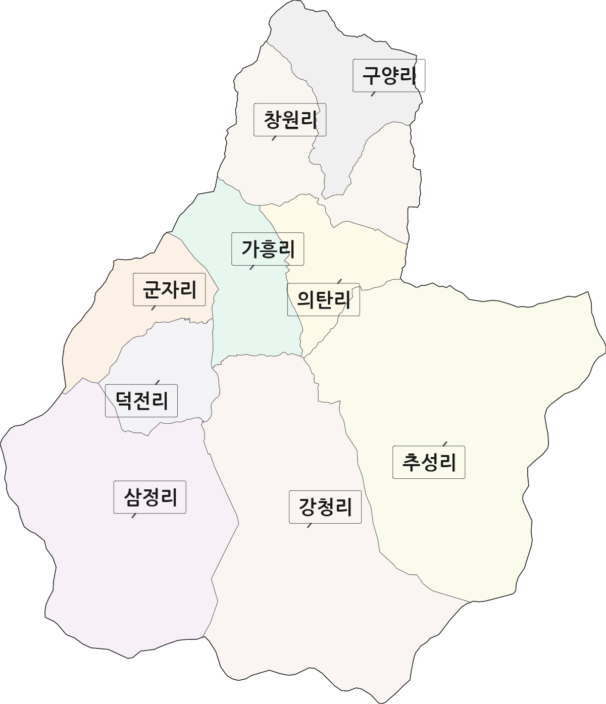 경상남도 함양군 마천면 법정동 리 구분 행정구역 경계 지도