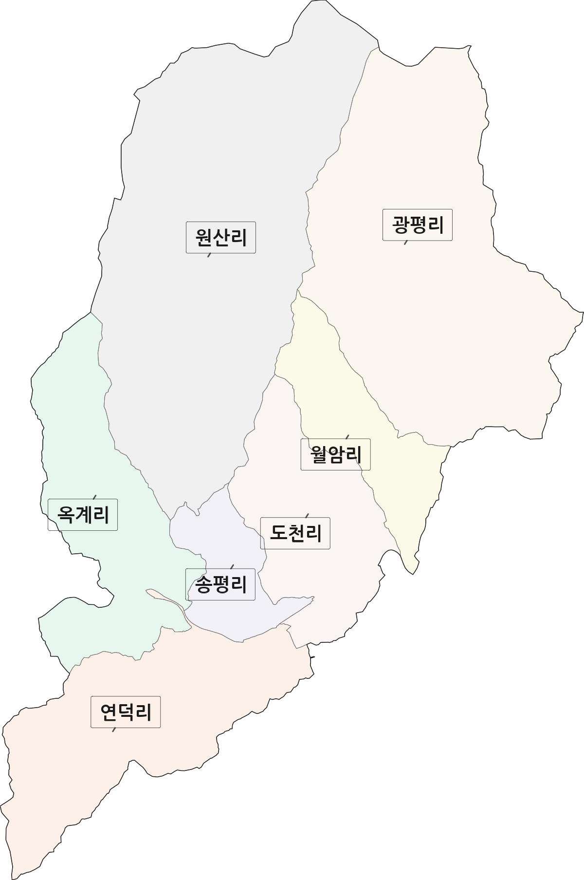 경상남도 함양군 병곡면 법정동 리 구분 행정구역 경계 지도