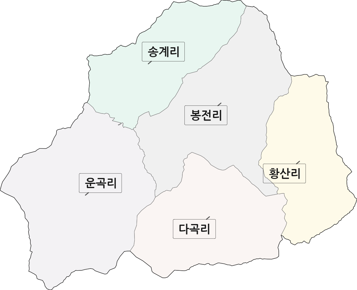 경상남도 함양군 서하면 법정동 리 구분 행정구역 경계 지도