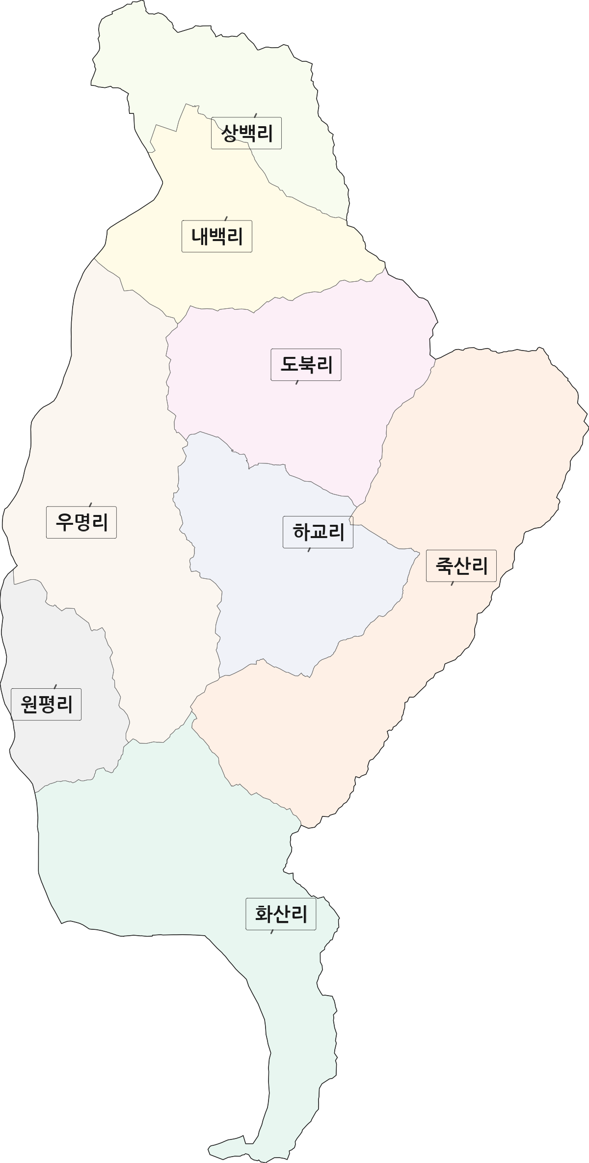 경상남도 함양군 수동면 법정동 리 구분 행정구역 경계 지도