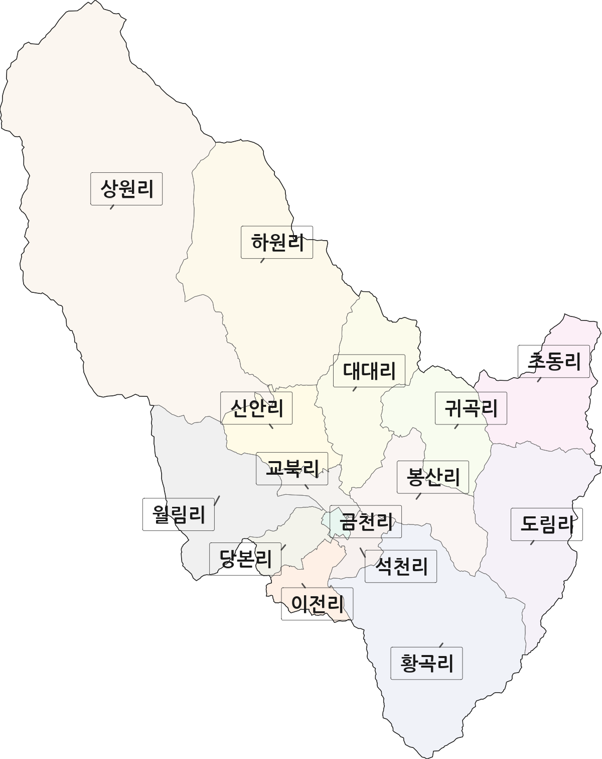 경상남도 함양군 안의면 법정동 리 구분 행정구역 경계 지도
