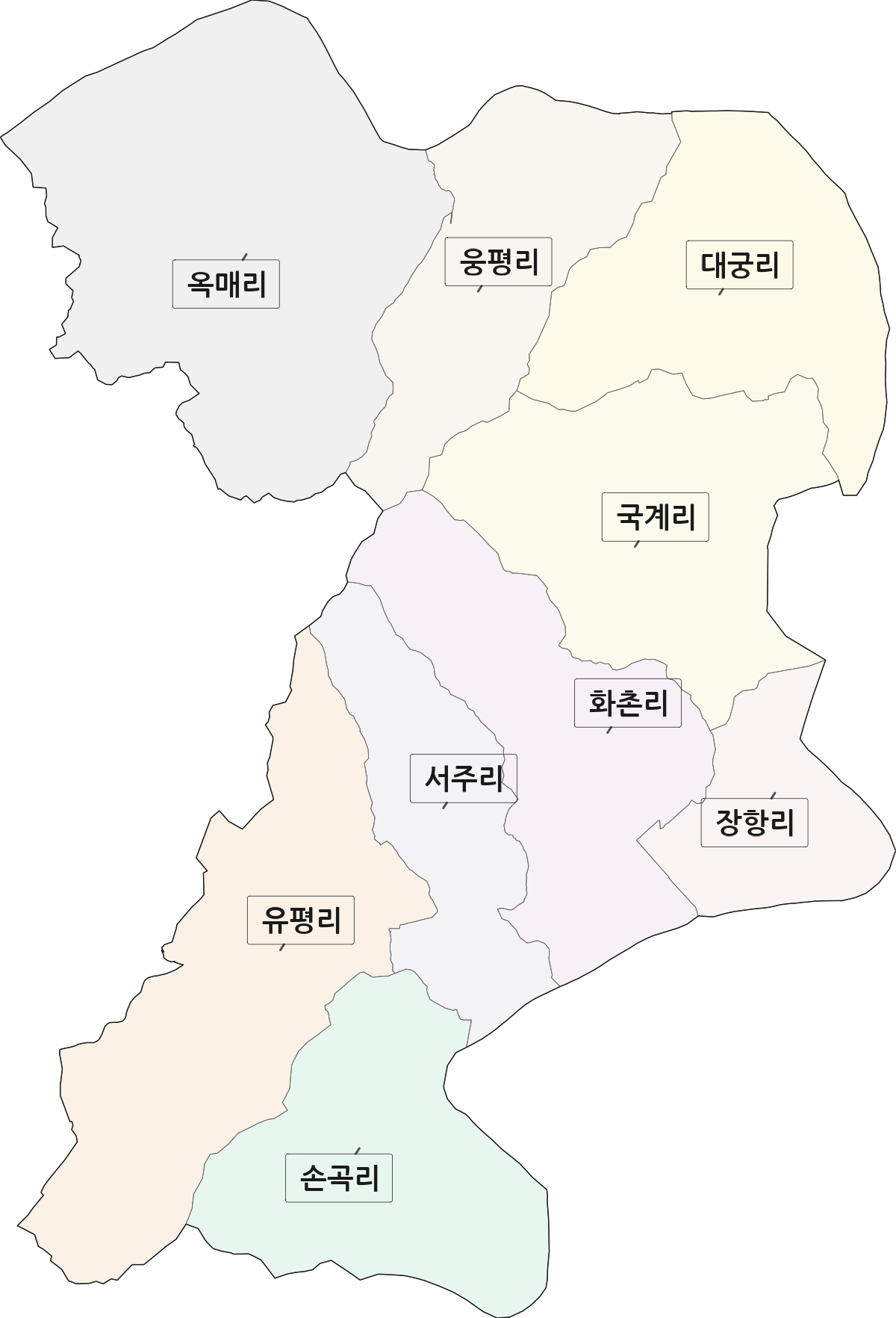 경상남도 함양군 유림면 법정동 리 구분 행정구역 경계 지도