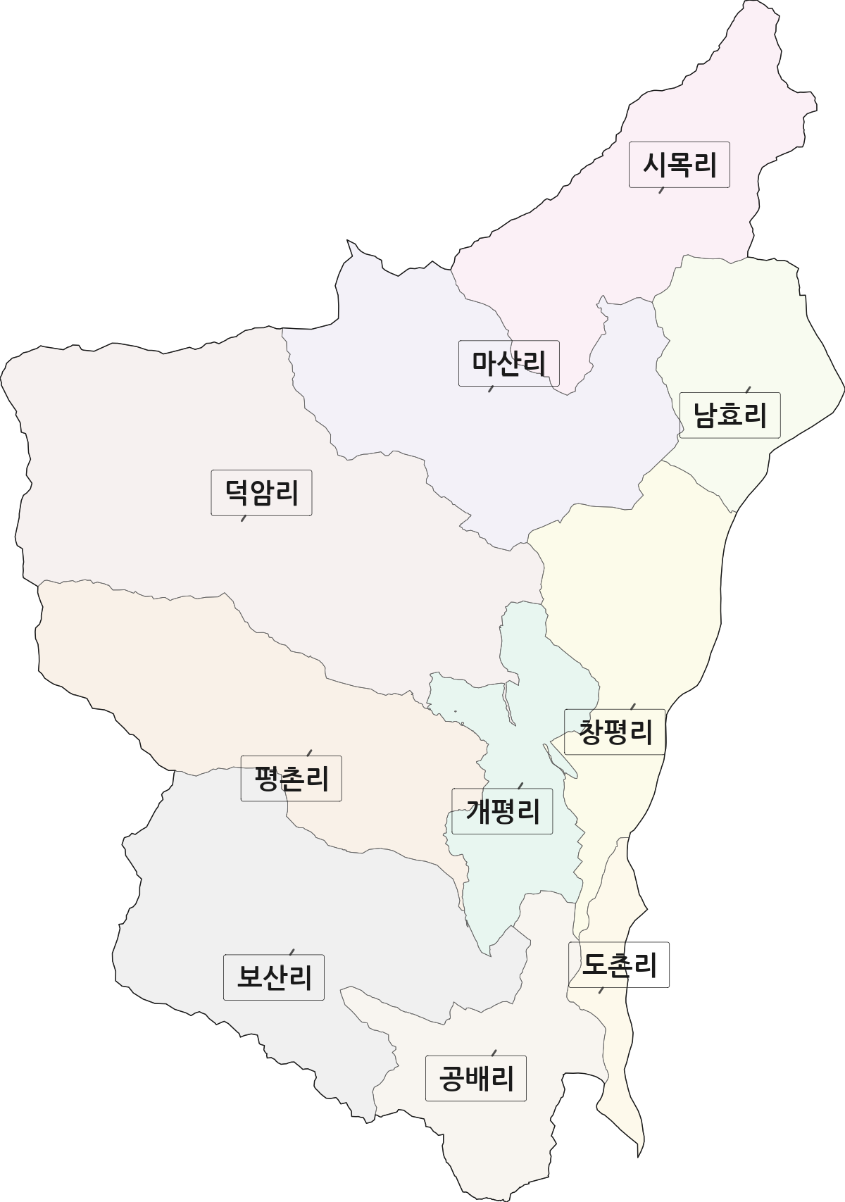경상남도 함양군 지곡면 법정동 리 구분 행정구역 경계 지도