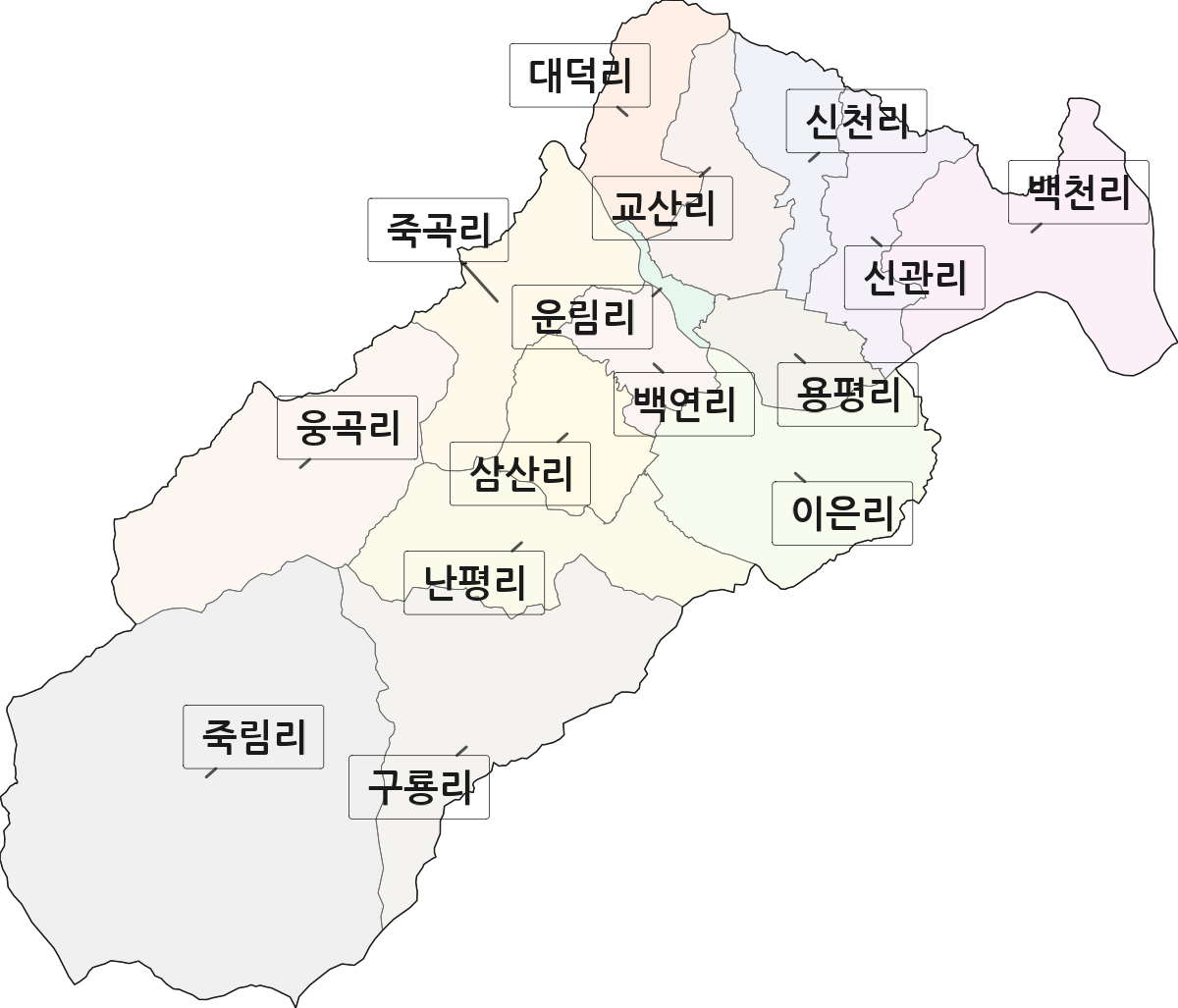 경상남도 함양군 함양읍 법정동 리 구분 행정구역 경계 지도