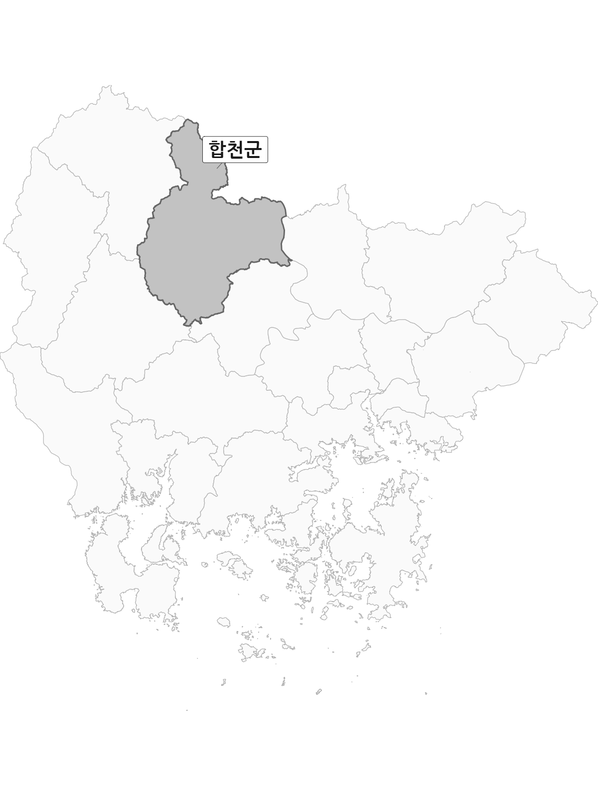 경상남도 범위 내 합천군 행정구역 경계 지도