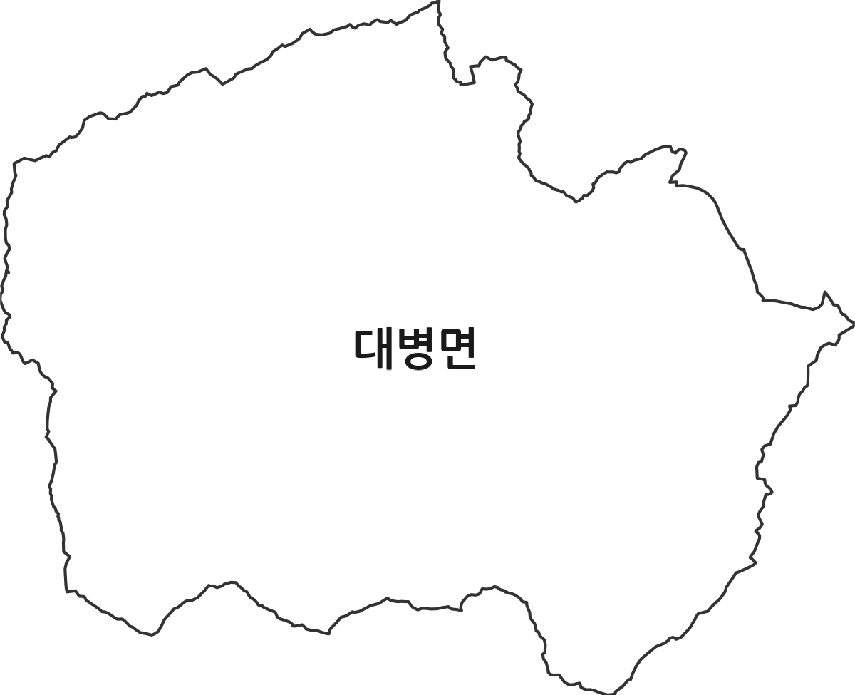 경상남도 합천군 대병면 행정동 행정구역 경계 지도