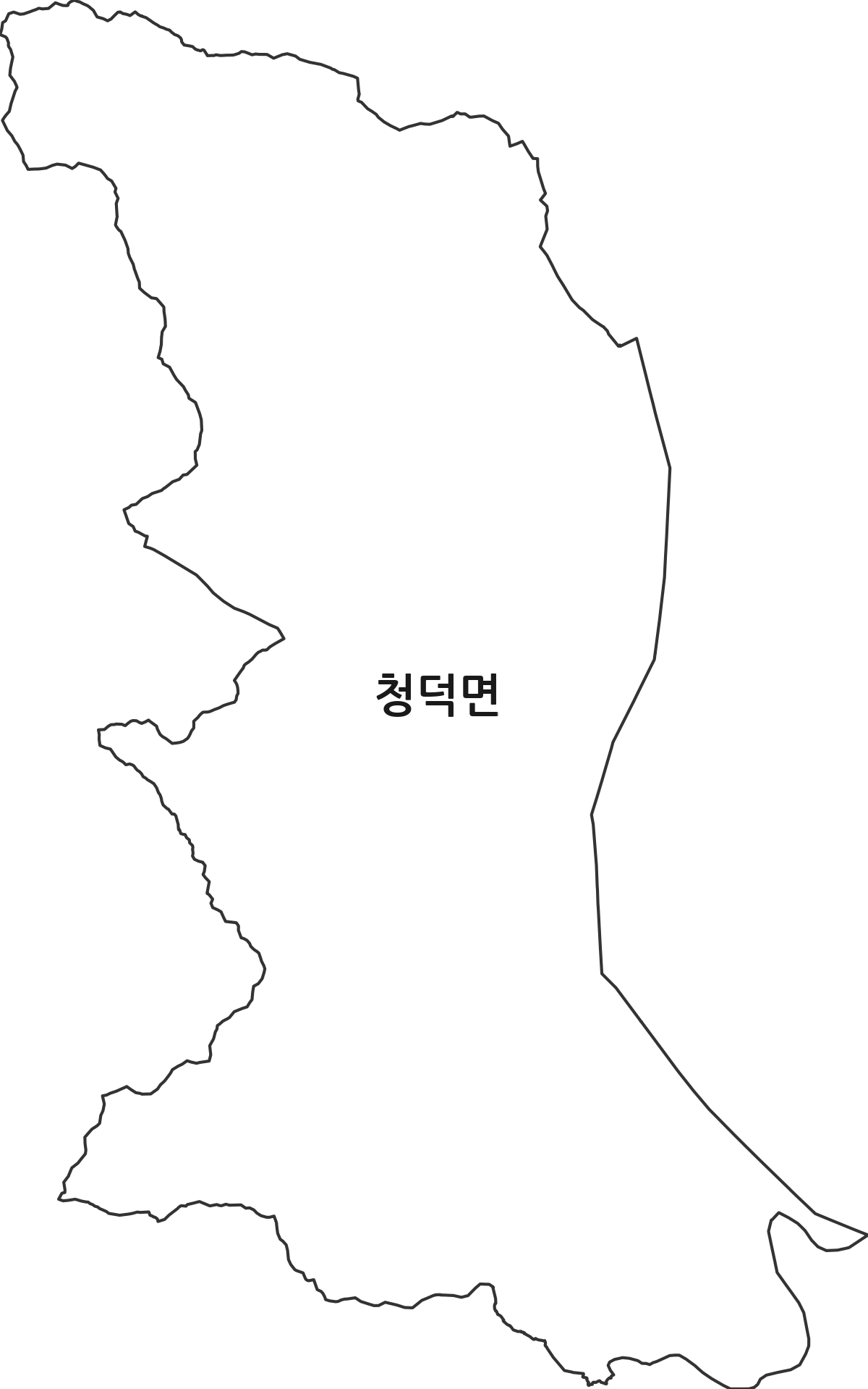 경상남도 합천군 청덕면 행정동 행정구역 경계 지도