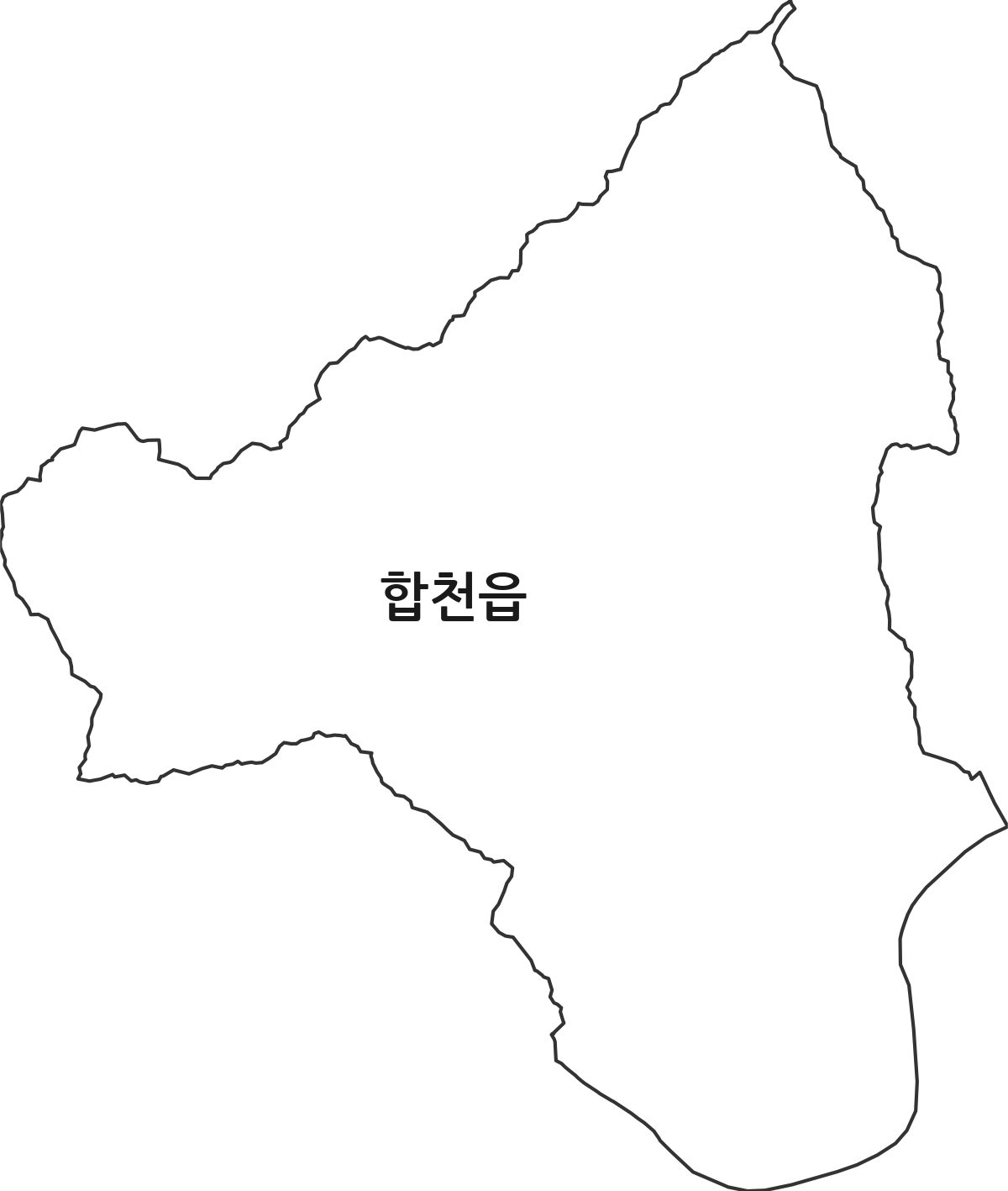 경상남도 합천군 합천읍 행정동 행정구역 경계 지도