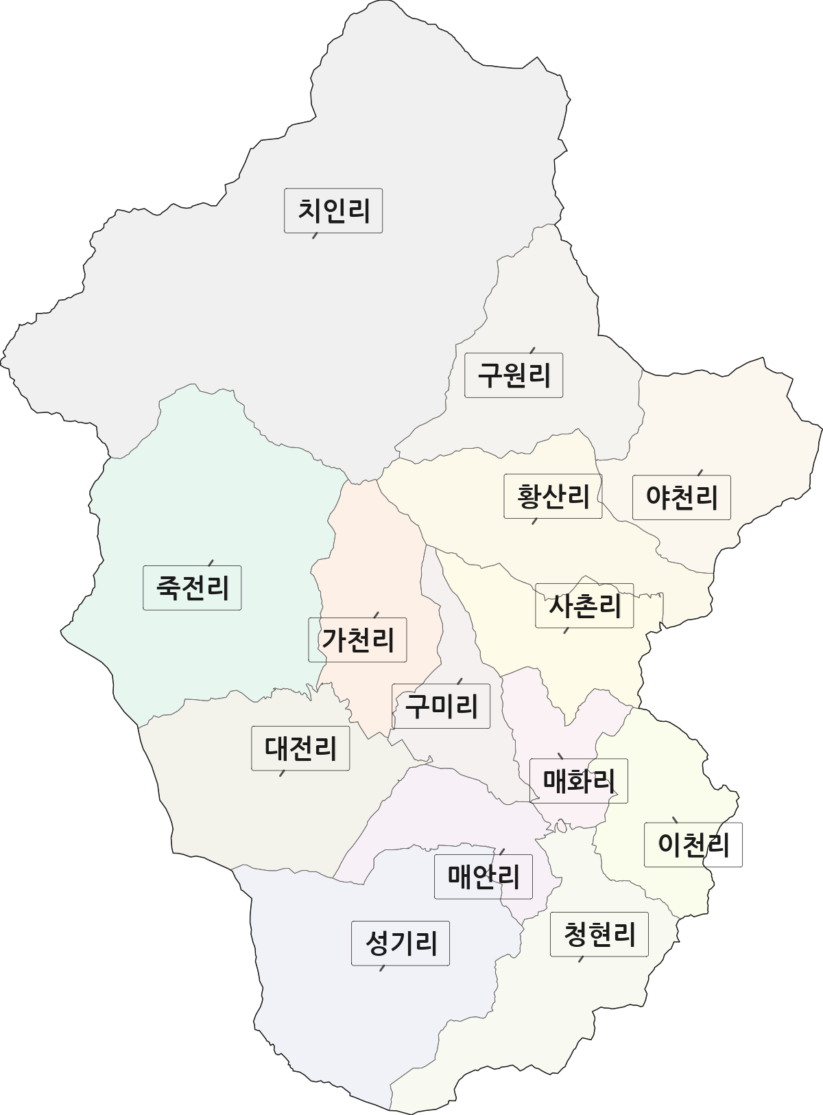 경상남도 합천군 가야면 법정동 리 구분 행정구역 경계 지도