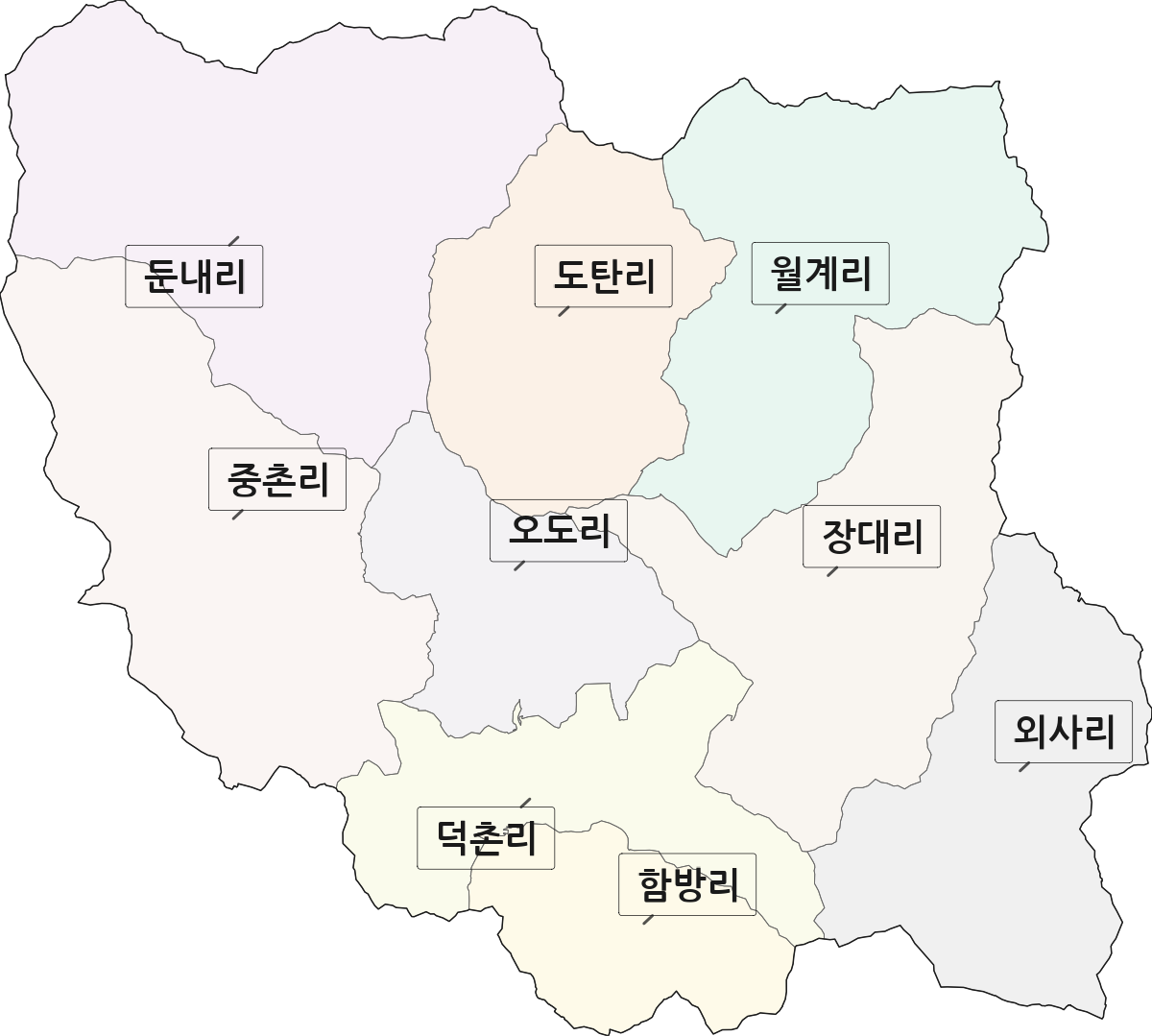 경상남도 합천군 가회면 법정동 리 구분 행정구역 경계 지도