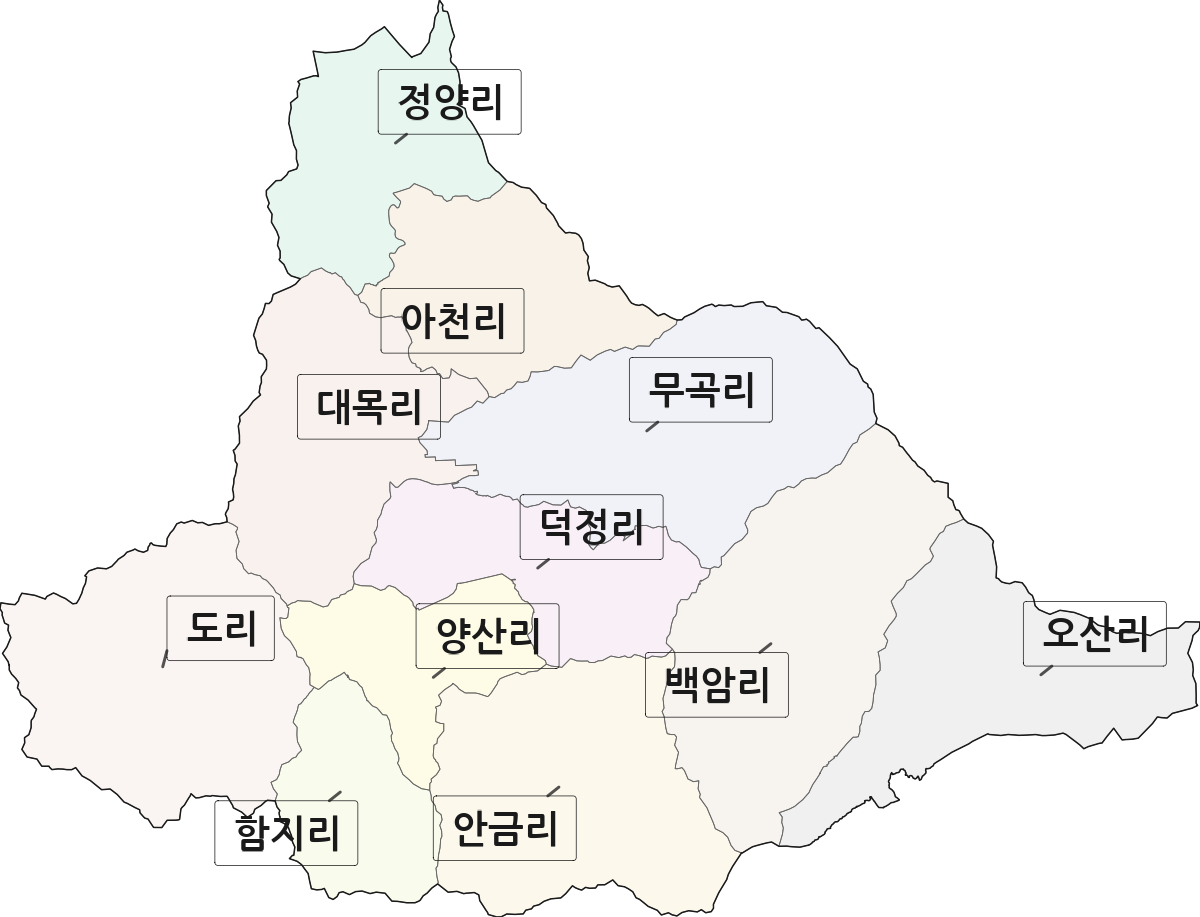 경상남도 합천군 대양면 법정동 리 구분 행정구역 경계 지도
