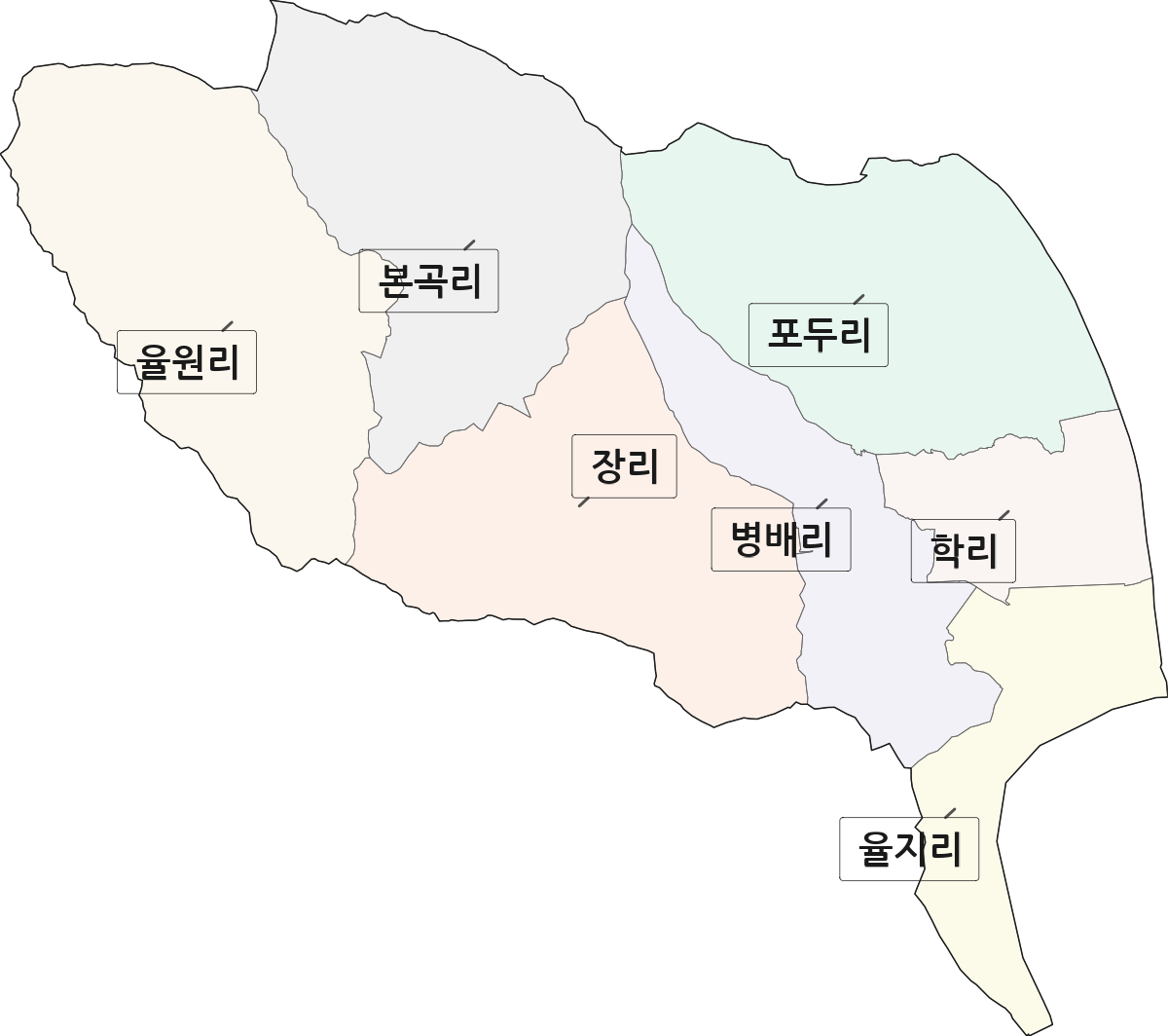 경상남도 합천군 덕곡면 법정동 리 구분 행정구역 경계 지도