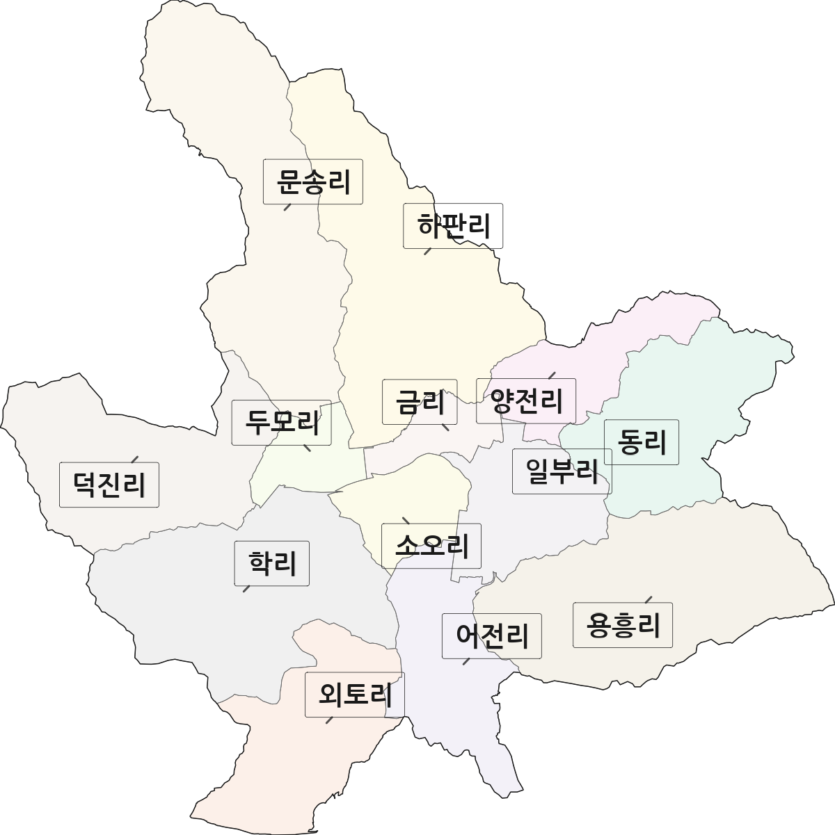 경상남도 합천군 삼가면 법정동 리 구분 행정구역 경계 지도