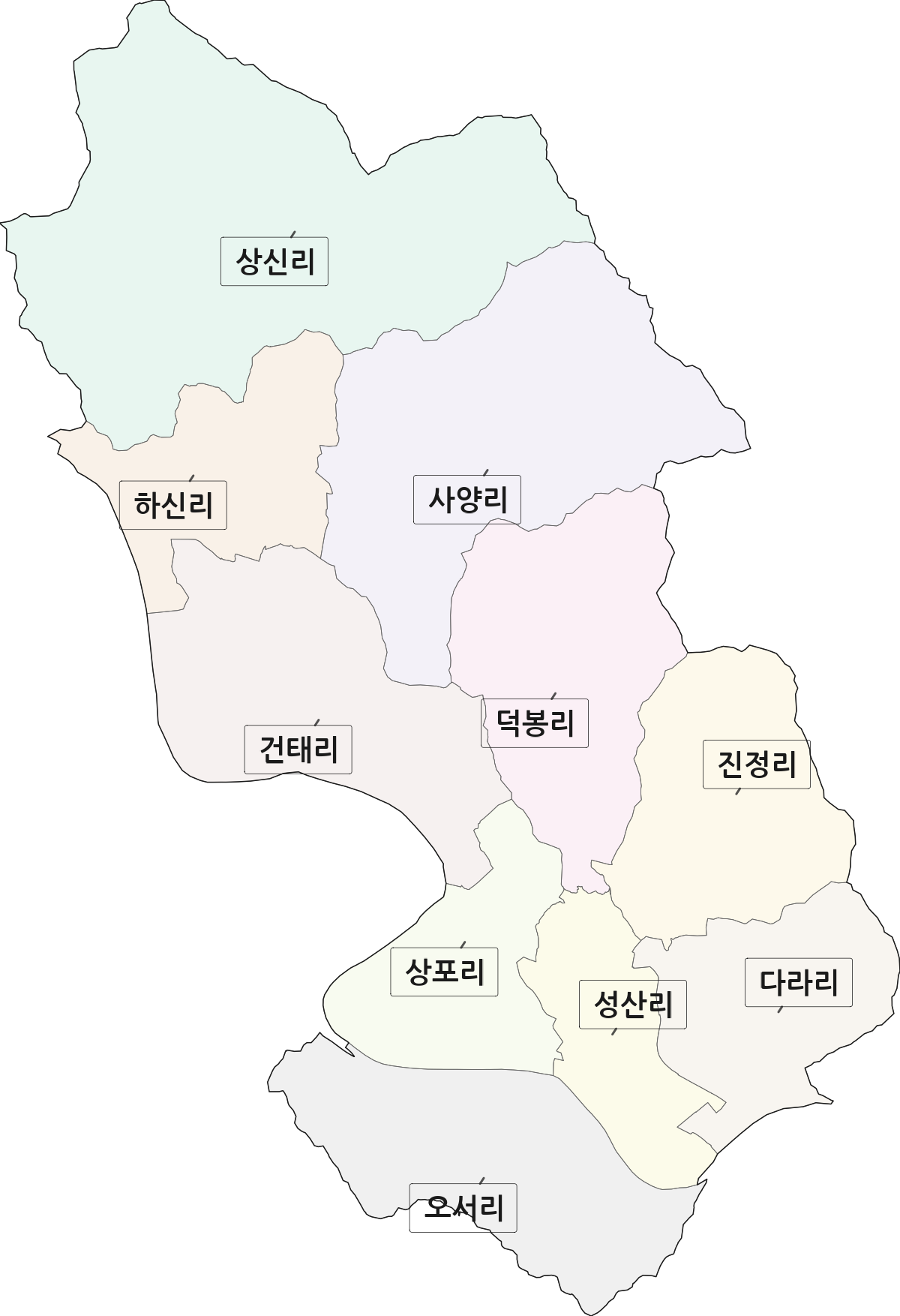 경상남도 합천군 쌍책면 법정동 리 구분 행정구역 경계 지도