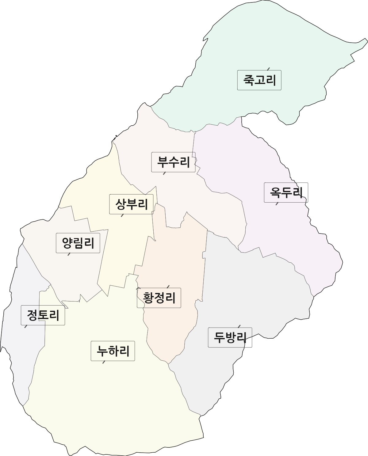 경상남도 합천군 적중면 법정동 리 구분 행정구역 경계 지도
